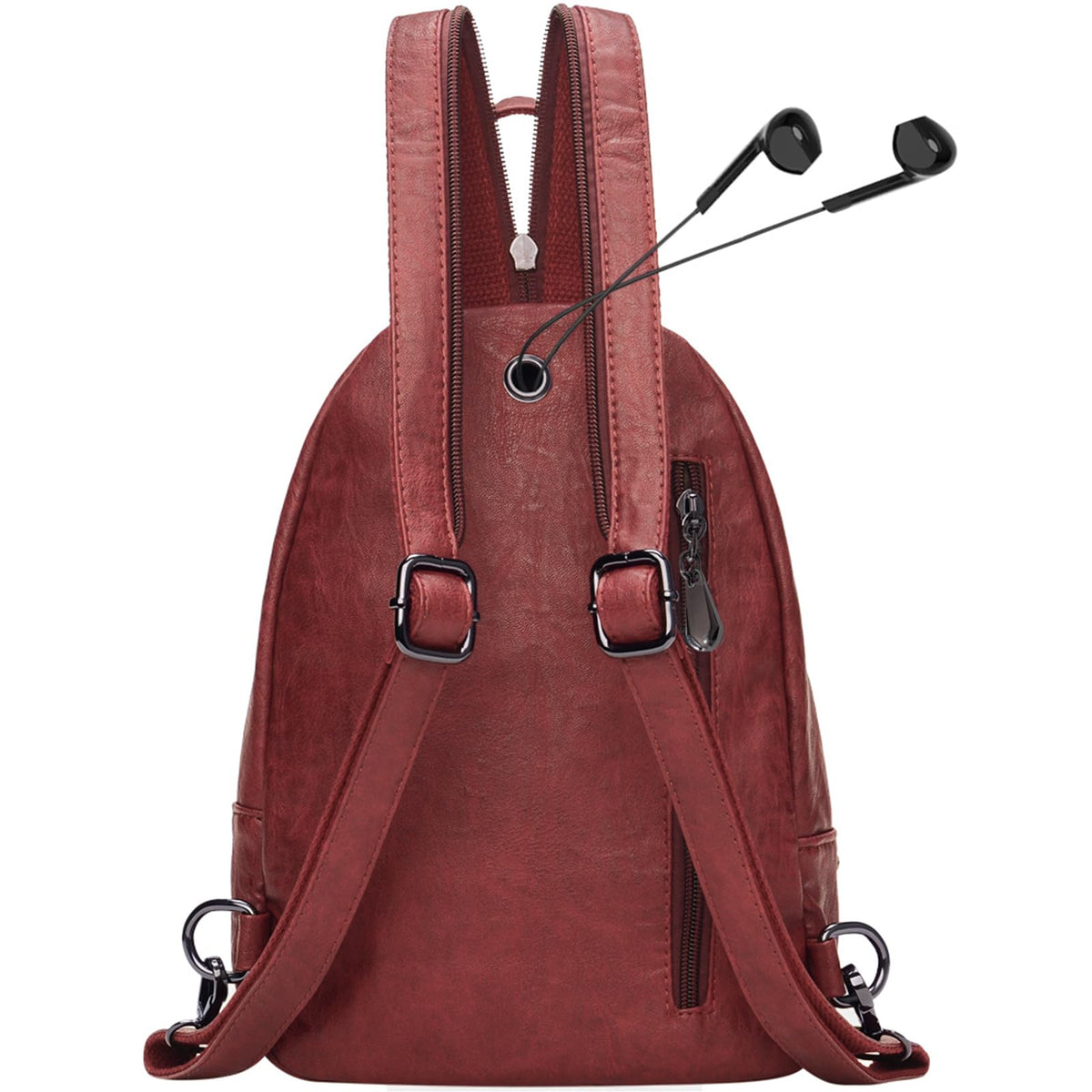 Small Backpack Purse for Women Fashion PU Leather Backpack Convertible Ladies Sling Bag Red Wine