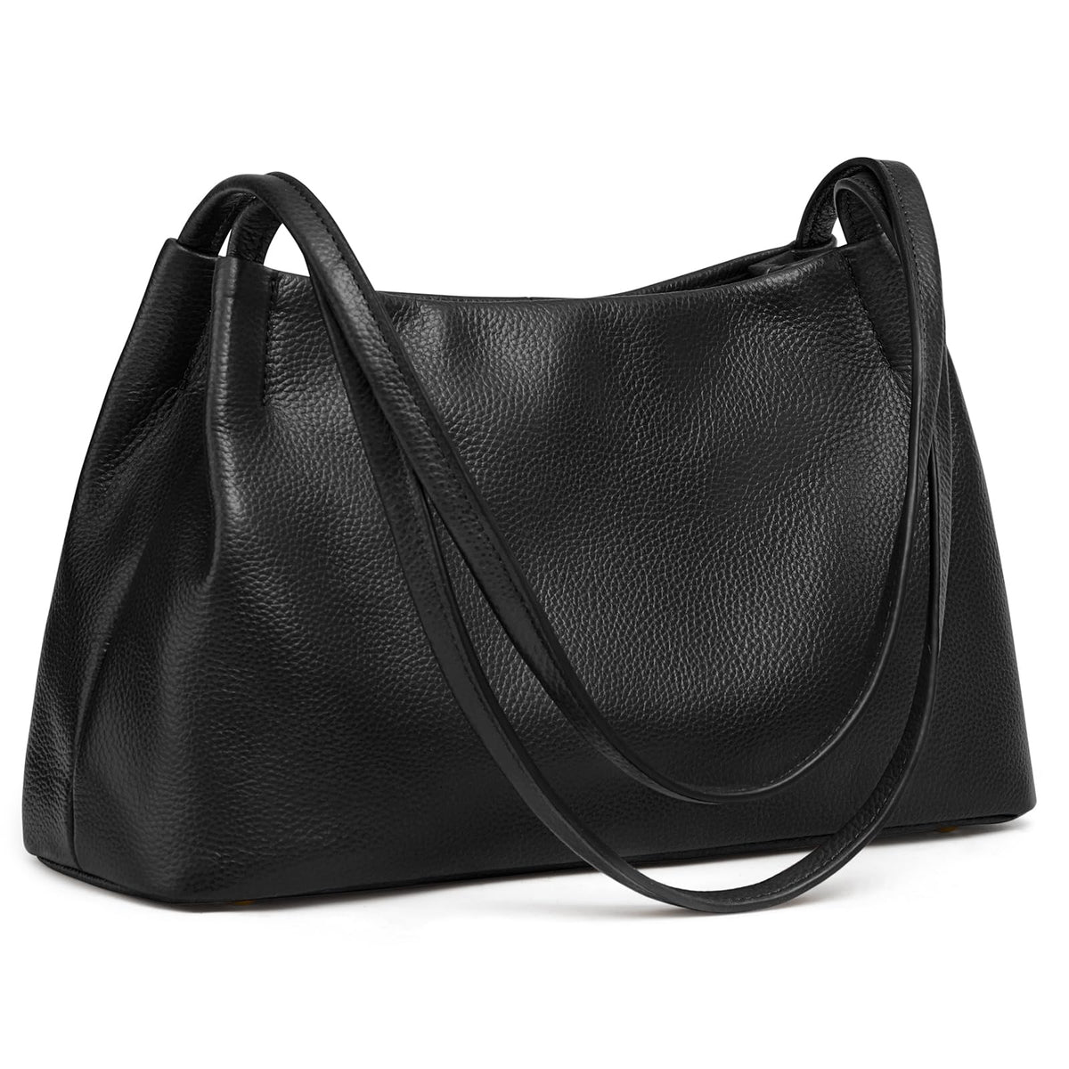 Kattee Leather Purses and Handbags for Women, Soft Genuine Leather Shoulder Hobo Bags with Top Magnetic Snap Closure, Black