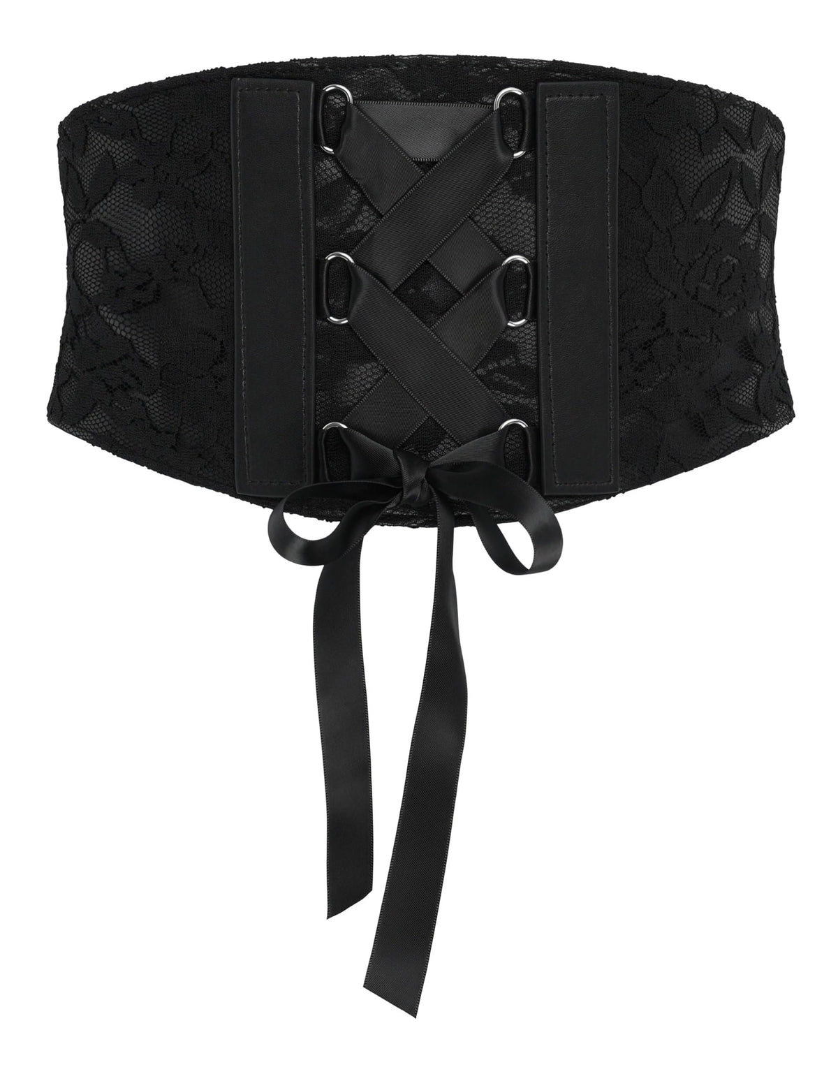 BlackButterfly 5.5 Wide Corset Waspie Elastic Lace Belt (Black, S)
