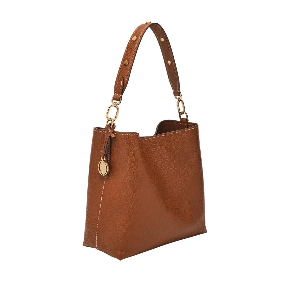 Fossil Women's Jessie Leather Bucket Shoulder Bag Purse Handbag, Purse for Women, Medium Brown