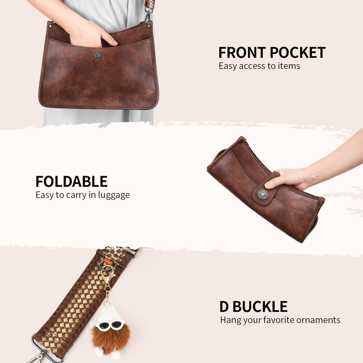 APHISON Crossbody Bags For Women Trendy, Vegan Leather Hobo Handbags Crossbody Purses Shoulder Bucket Bag with 2 Strap Coffee