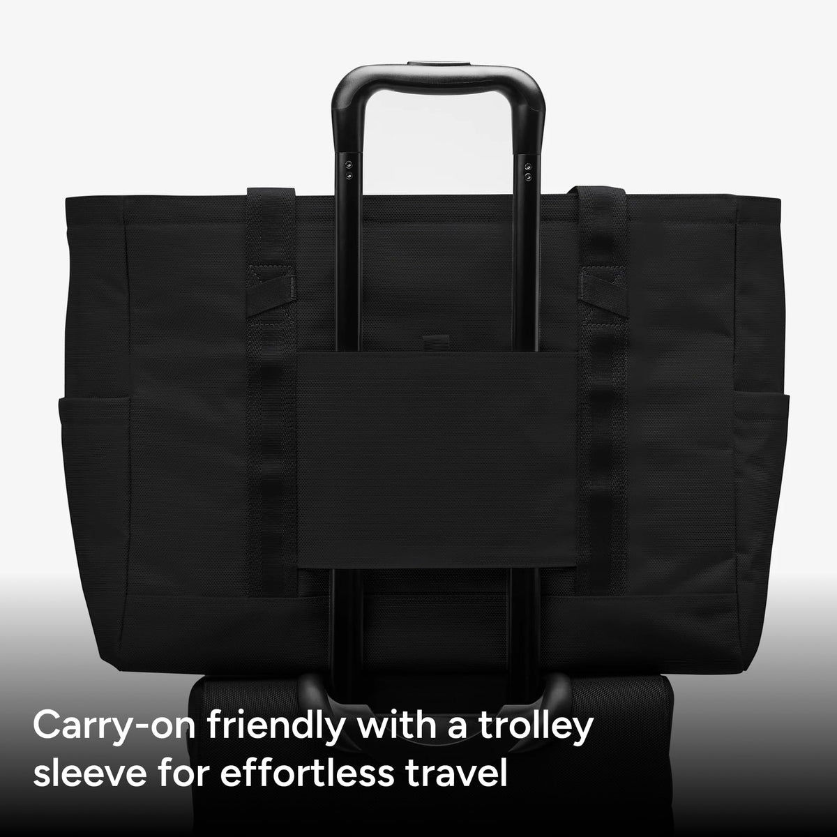 Halfday Convertible Garment Tote: 2-in-1 Travel Tote & Garment Bag, Carry-on for 1-2 Day Trips (16” Laptop Pocket, Shoe Compartments, Trolley Sleeve), Water-Resistant Ballistic Nylon, Jet