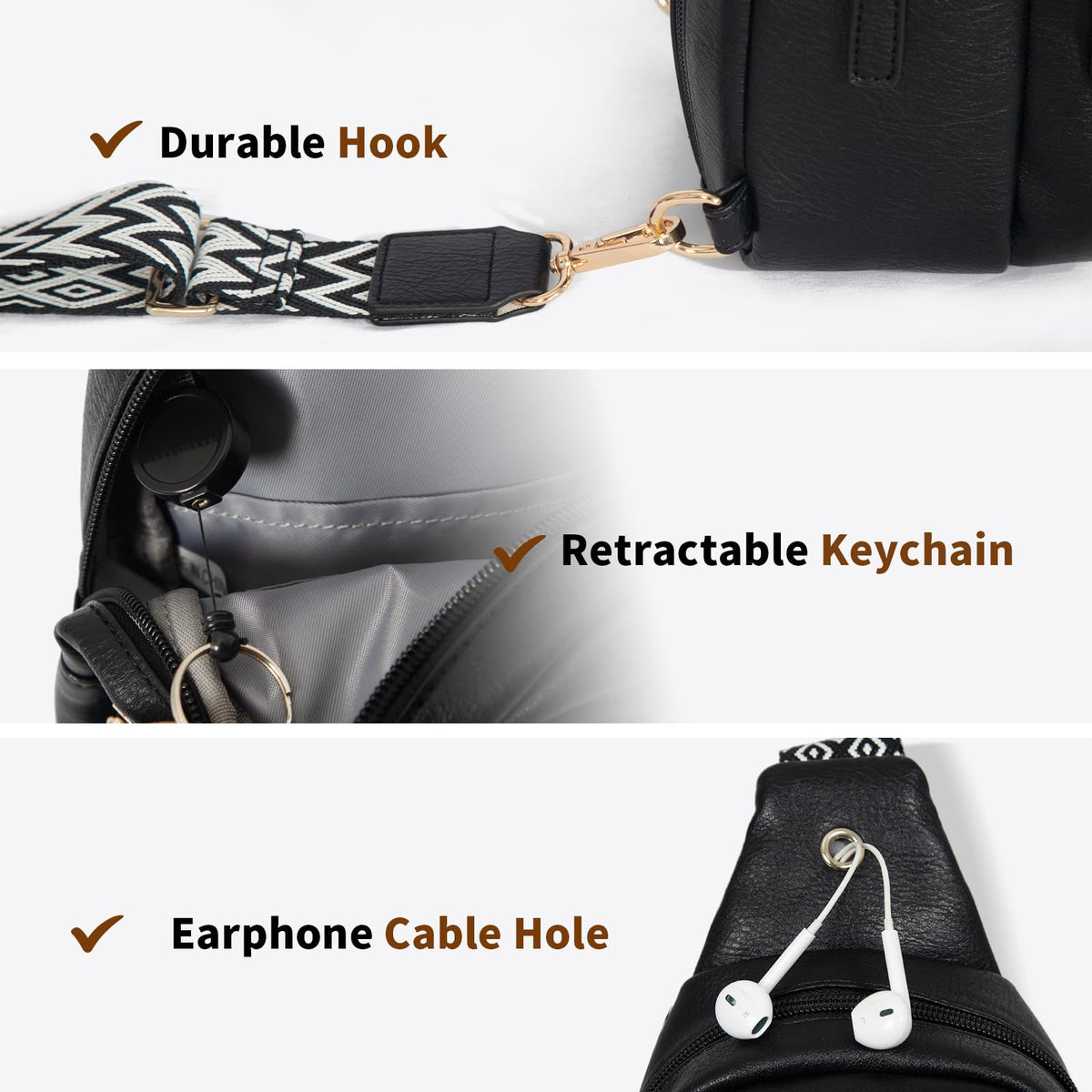 OSOCE Crossbody Bags for Women Sling Bag Anti Theft PU Leather Travel Chest Purse Small Adjustable Strap Fits Large Phone