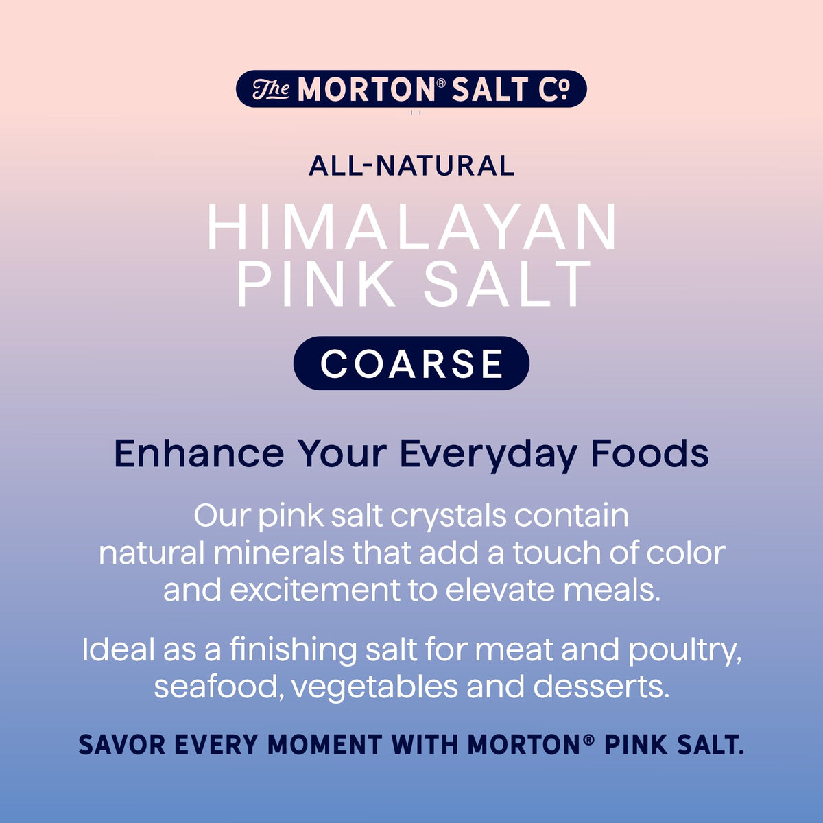 Morton All-Natural Himalayan Pink Salt, Coarse, (17.6 oz), 2-Pack, Perfect for Cooking & Finishing