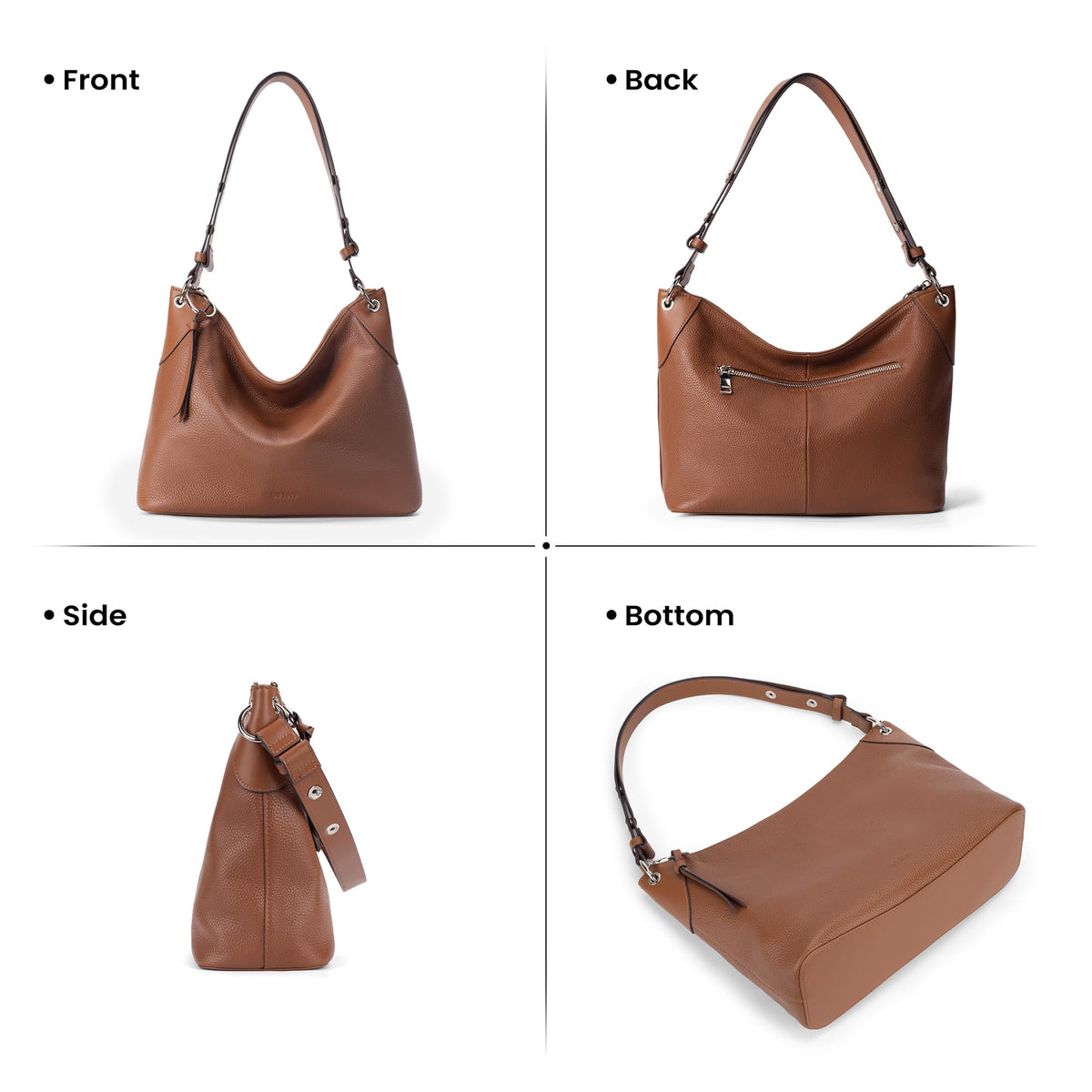befen Genuine Leather Purse for Women, Brown Designer Hobo Bags, Trendy Slouchy Leather Handbags Soft Shoulder Purse with Tassel Womens Shoulder and Handbas for Travel & Everyday