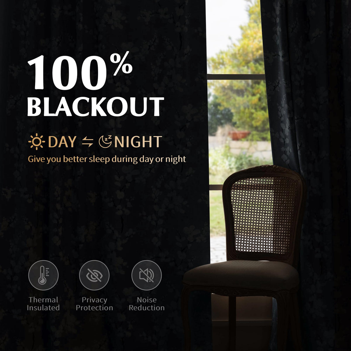 FMFUNCTEX 100% Blackout Floral Curtains for Bedroom, Blue Curtains 63 inch Length Blossom Flower Patterned for Living Room, Thermal Insulated Farmhouse Drapes, Grommet Top 2 Panels (White on Blue)