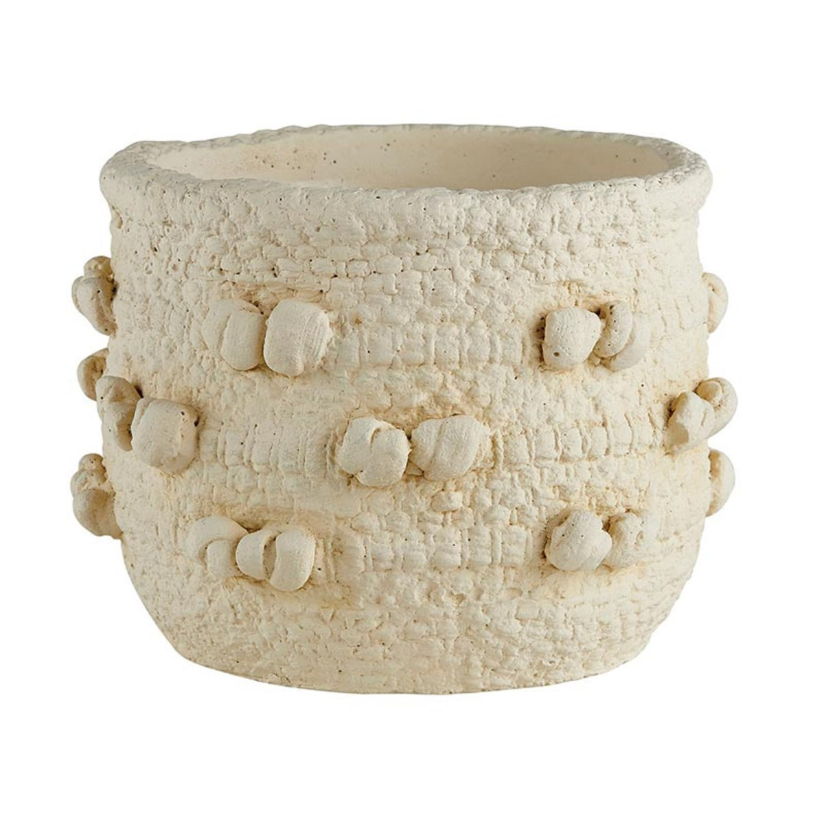 47th & Main Plant Pot Woven Textured Cement Planter for Flowers Succulents Small Plants and More, 5" Dia x 4.5" H, Beige