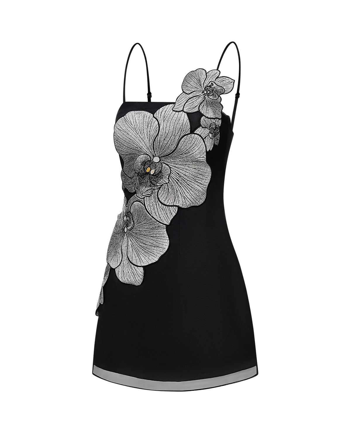 JW PEI Women's Orchid Appliqué Mini Dress - Black/Silver