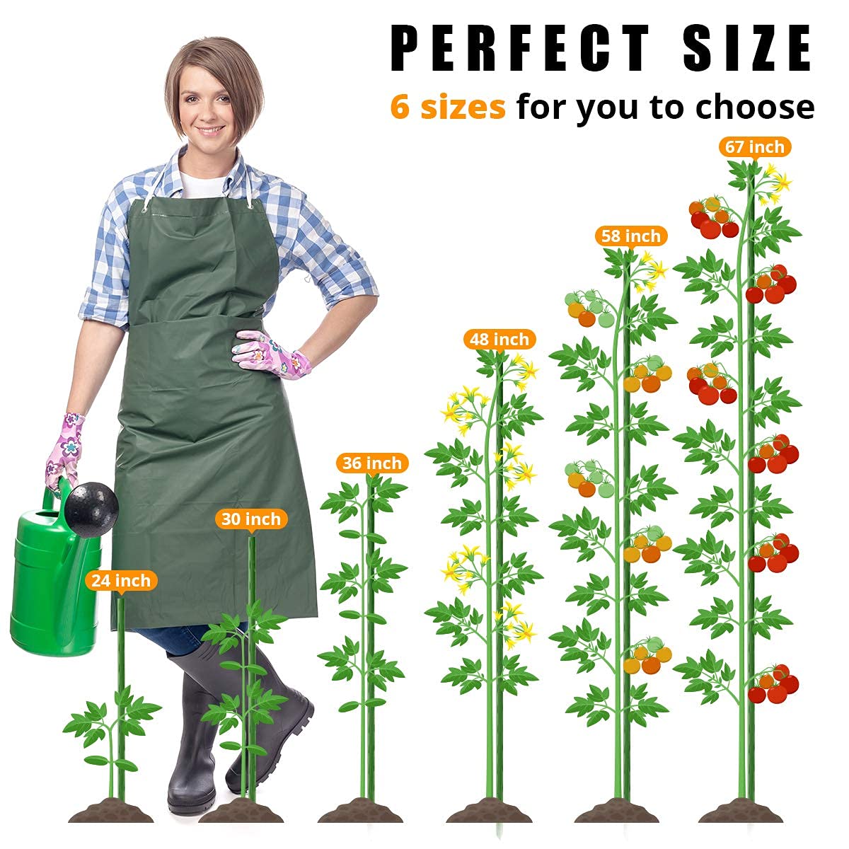 LAVEVE Garden Stakes 48 Inches Heavy Duty Steel Tomato Stake, Plastic Coated Support for Securing Trees, Climbing Plants, Cucumber, Beans, Pack of 40