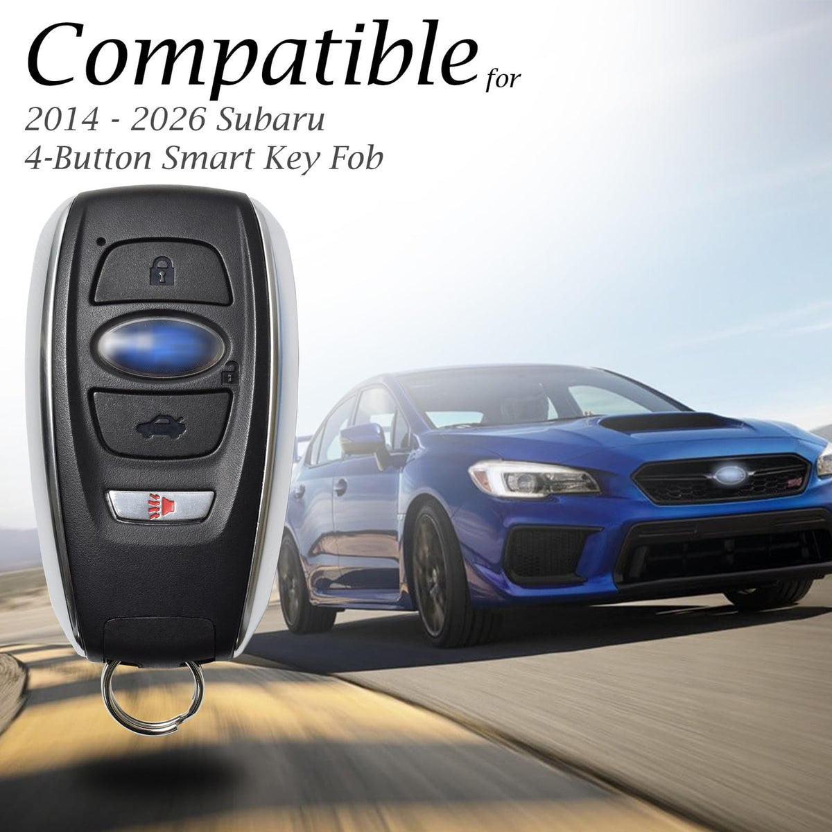 Vitodeco Leather Smart Key Fob Case Cover Compatible with Subaru Forester, Impreza, Outback, WRX, BRZ, XV Crosstrek, Ascent, Solterra (2014 - 2026 Models) - 4 Buttons, Brown