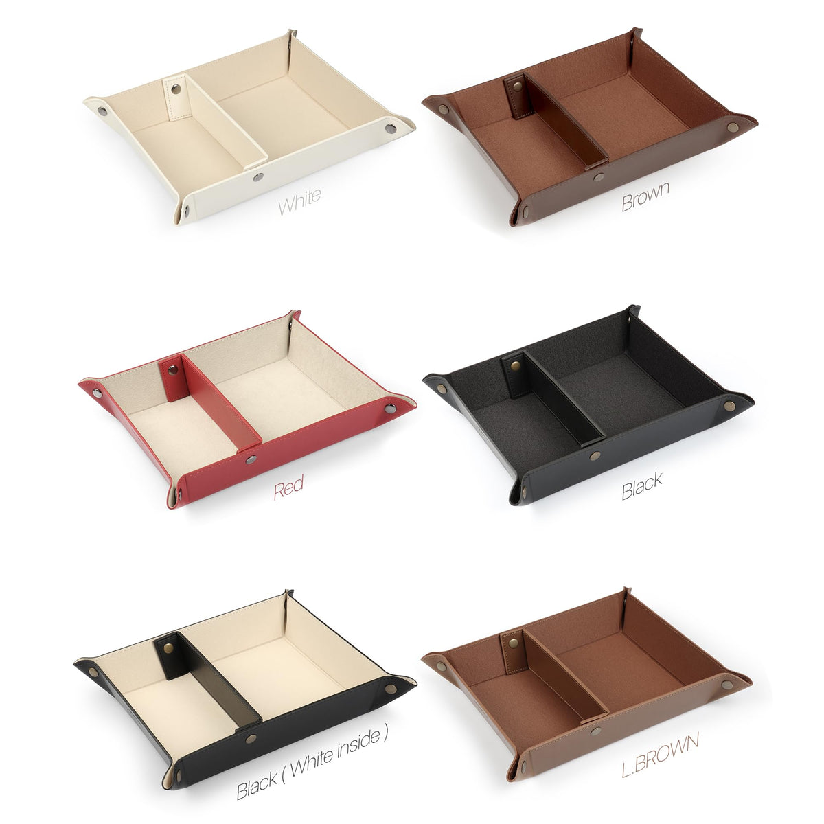 Londo Leather Tray Organizer - Practical Lightweight Water Resistant Computer Table Desk Storage Box for Wallets, Watches, Keys, Coins, Cell Phones and Office Equipment