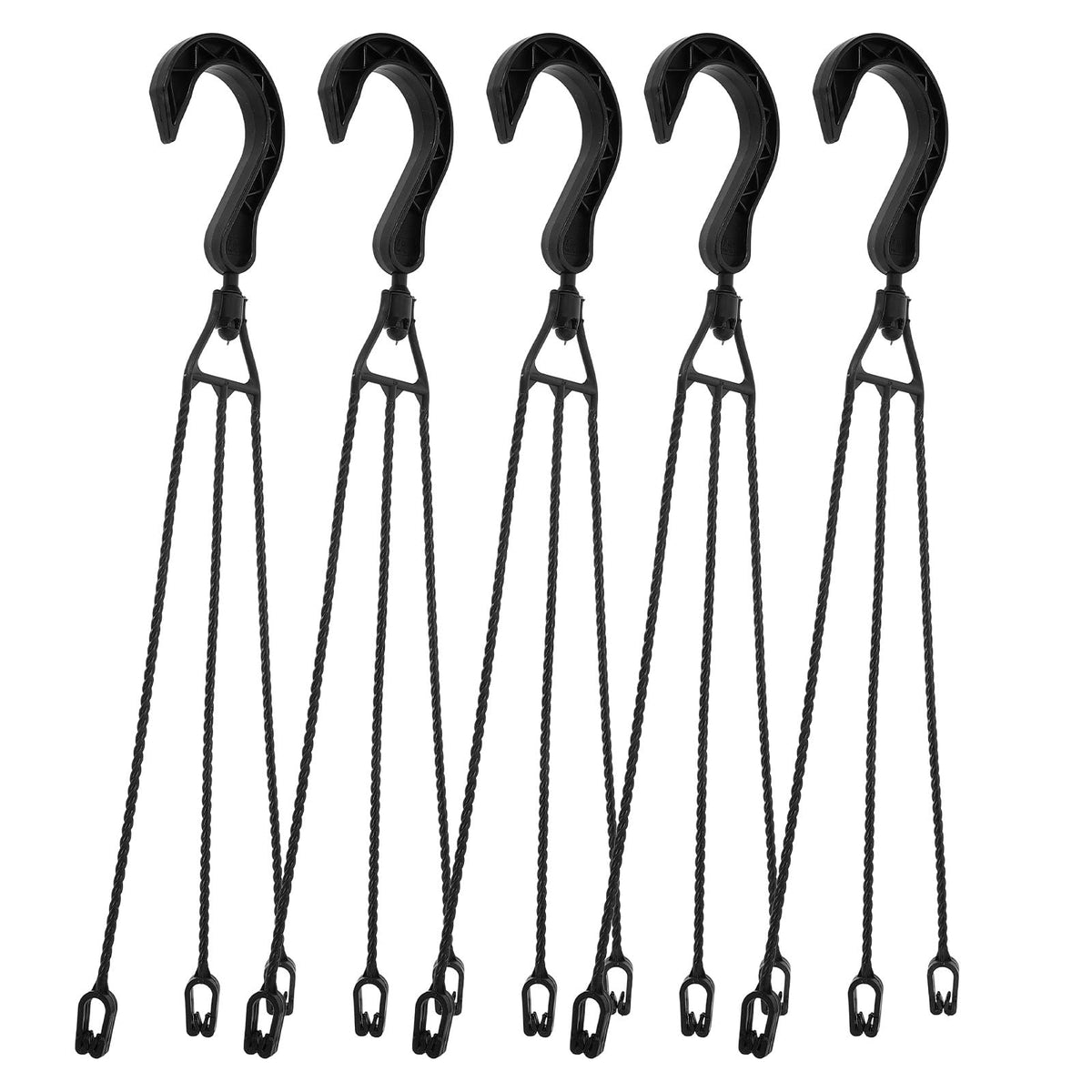 DRESSOOS 5pcs 40cm Black Plastic Hanging Basket Hooks with 360° Rotatable Swivel for Outdoor Garden Flower Pot Hangers and Potted Plant Support Tools