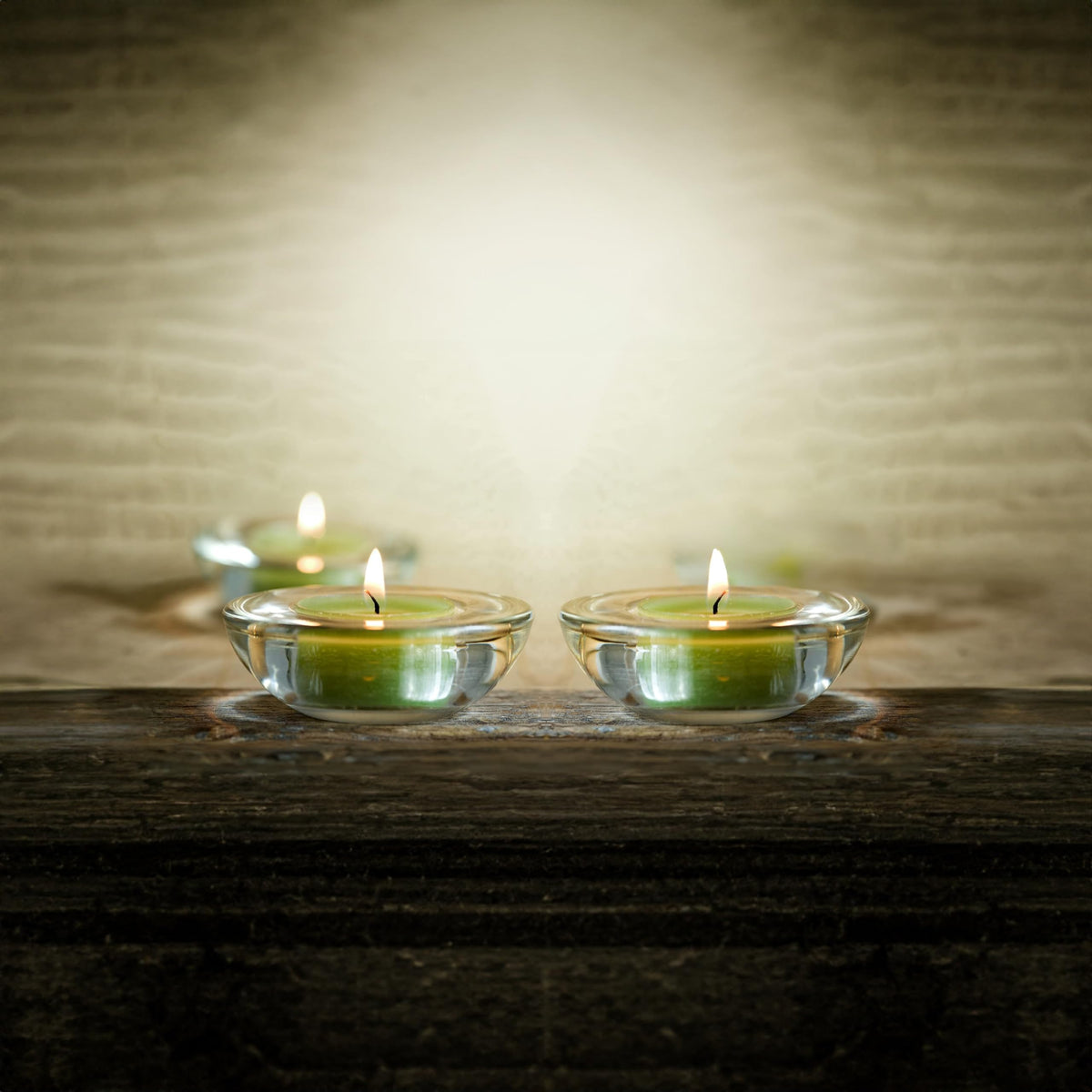 WGV Sturdy Tea Light Votive Candle Holder 3" W, Clear Heavy Thick Chubby Plate Bowl Glass, Small Accent Decor, 24 Pieces