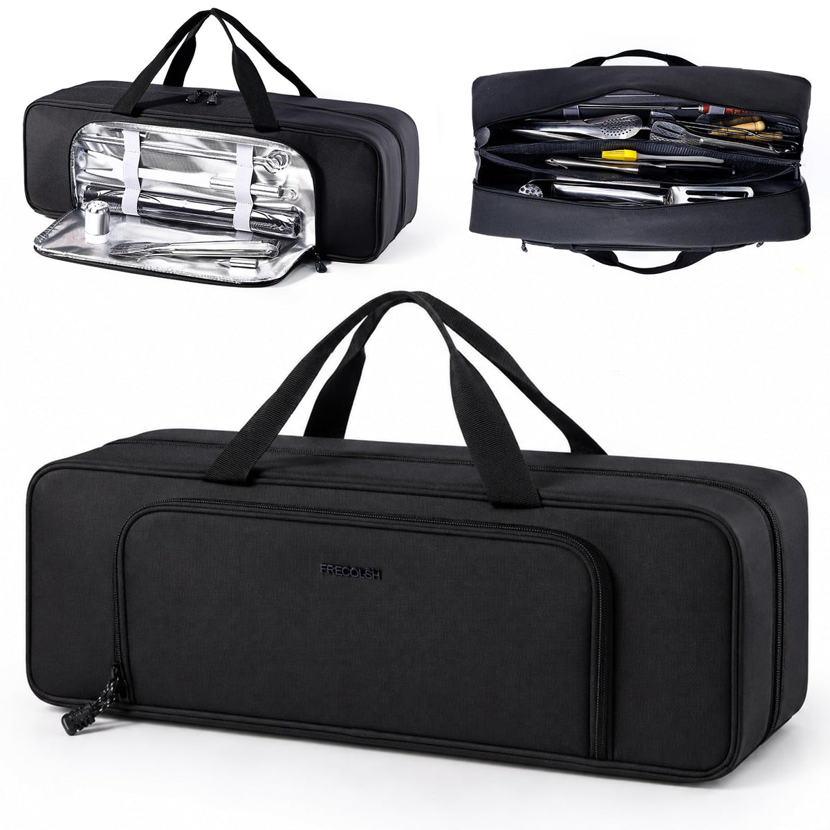 Grill Tool Bag, 22" Heavy Duty BBQ Accessories Organizer with Insulated Lining, Large Grill Utensil Organizer & Caddy for Blackstone Griddle, Camping, Tailgating, BBQ Gifts for Men (Bag Only)