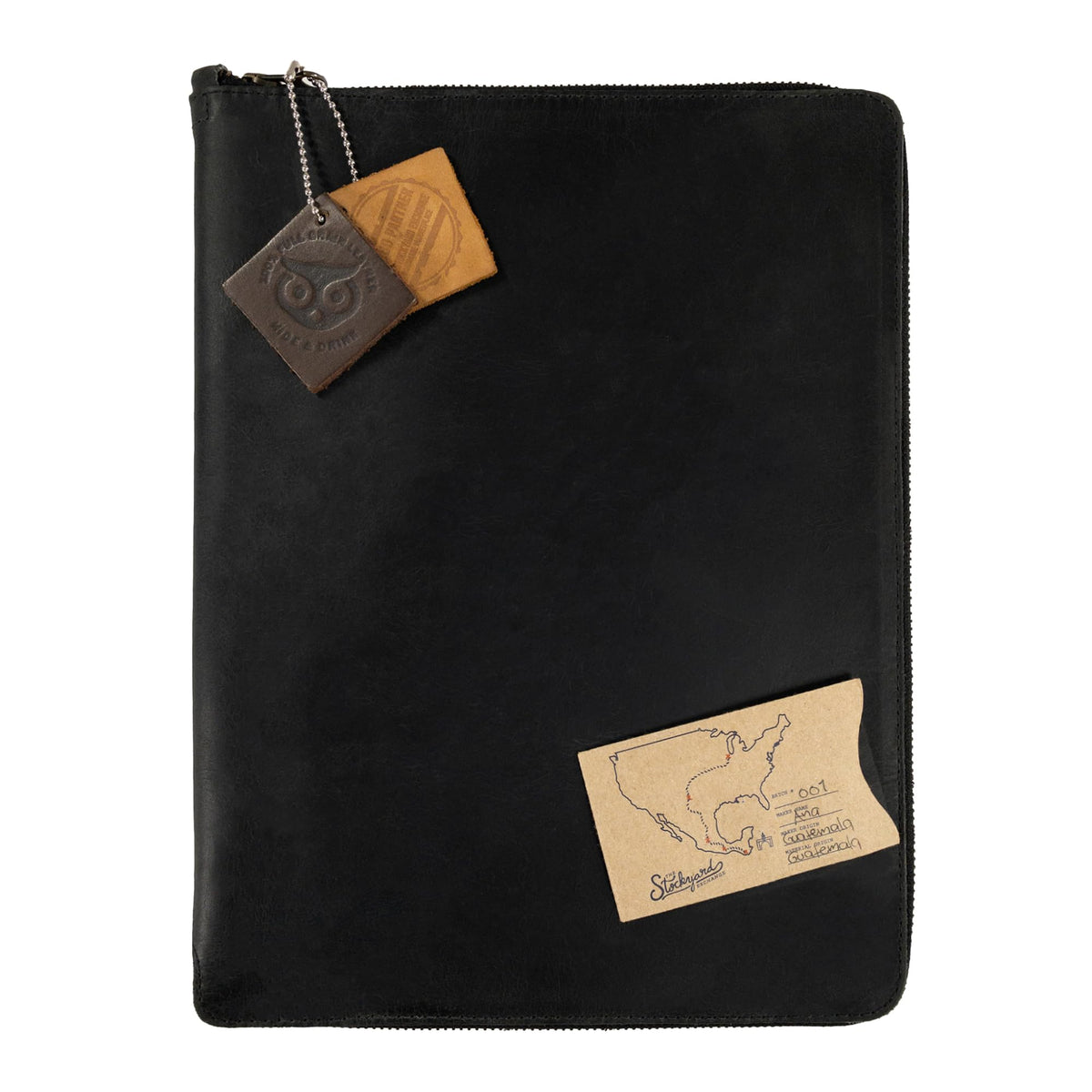 Hide & Drink, Zippered Journal Cover for Moleskine Notebook, XXL Size (8.5 x 11 in. Notebook NOT Included) Full Grain Leather, Handmade, Charcoal Black