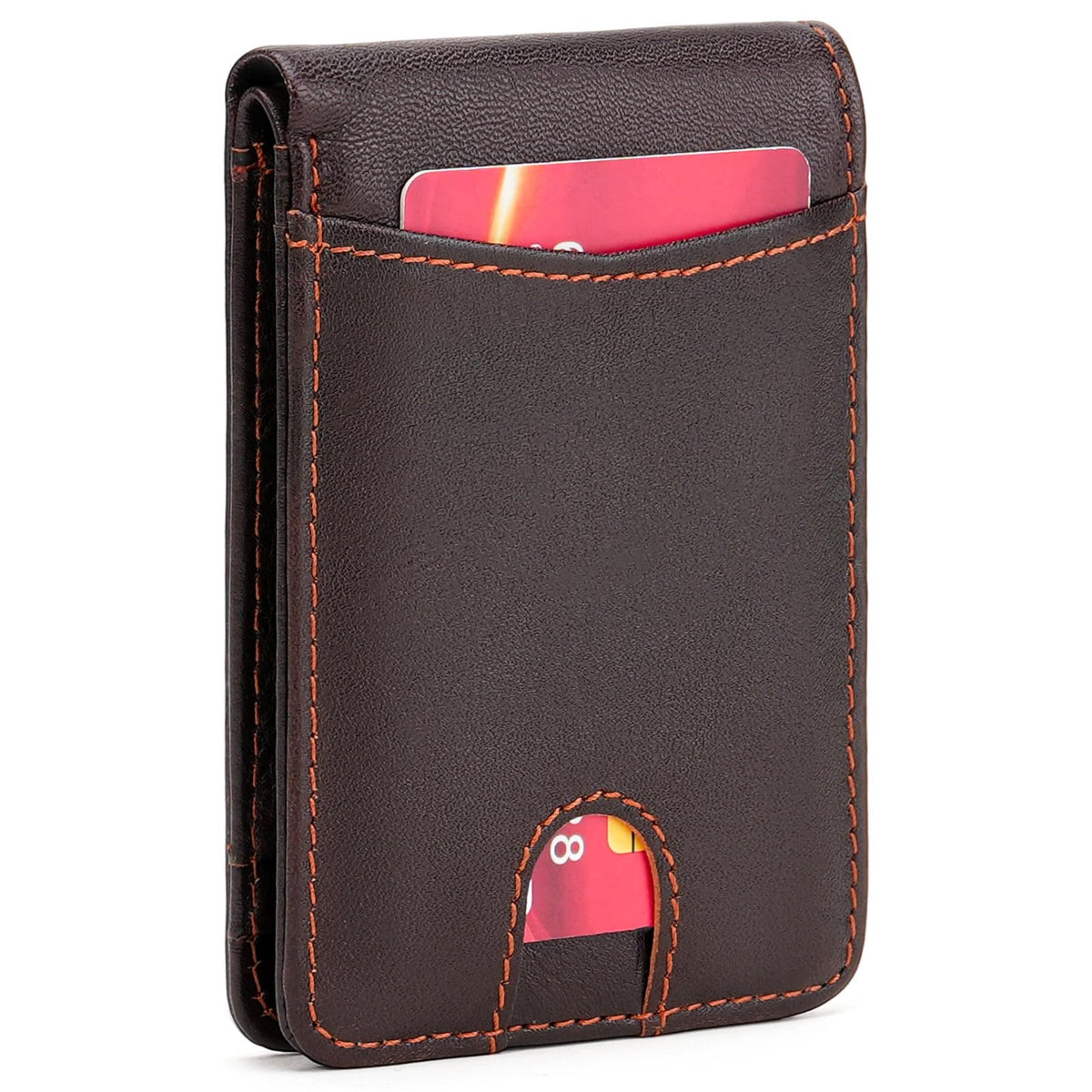 LOUEBICA Genuine Leather Wallet for Men RFID Blocking Bifold Slim Minimalist with Front Pocket Wallets Men Gift