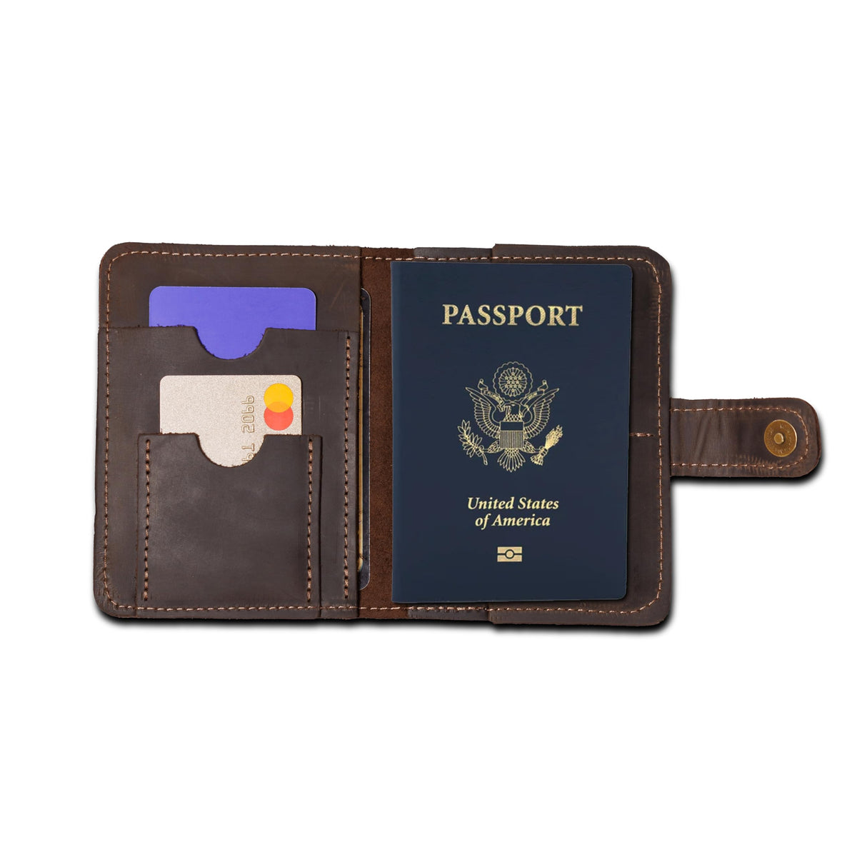 Full Grain Leather Passport Holder for Travel – Handmade Slim Wallet with Card Slots & Magnetic Closure – Compact Leather Case for Passport, Boarding Pass & Cards – Premium Gift (Non-Custom)