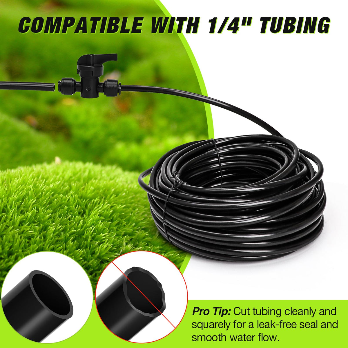 Bonviee 1/4 Inch Push-to-Connect Valves, 12 Pack – On/Off Flow Control for Drip Irrigation in Garden, Lawn, Greenhouse