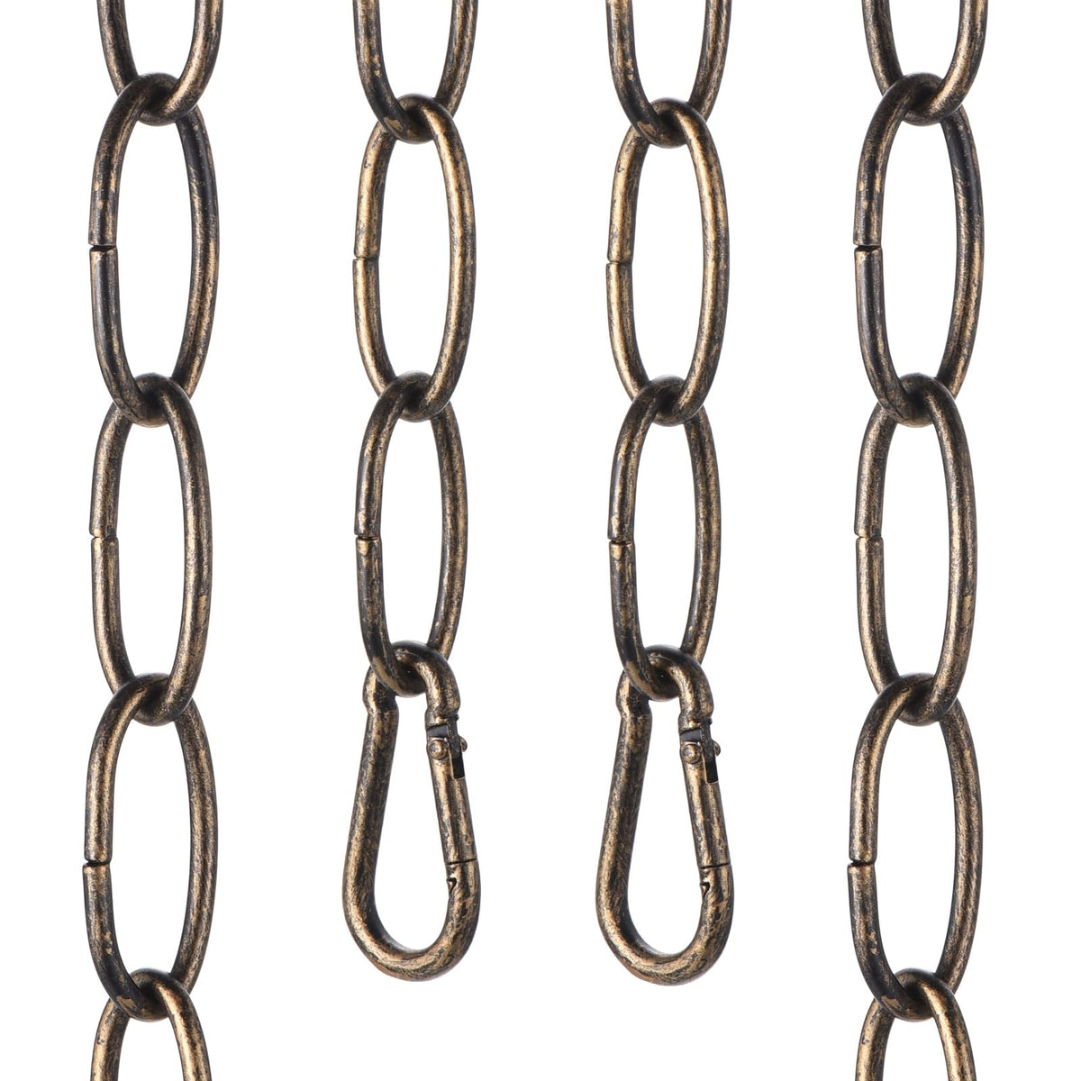 uxcell 7ft Lighting Hanging Chain, 2.8mm/0.11" Looping Metal Pendant Chandelier Chain Extension with 2 Spring Snap Hook for Hanging Plant Pendant Chandelier Light Fixture, Golden