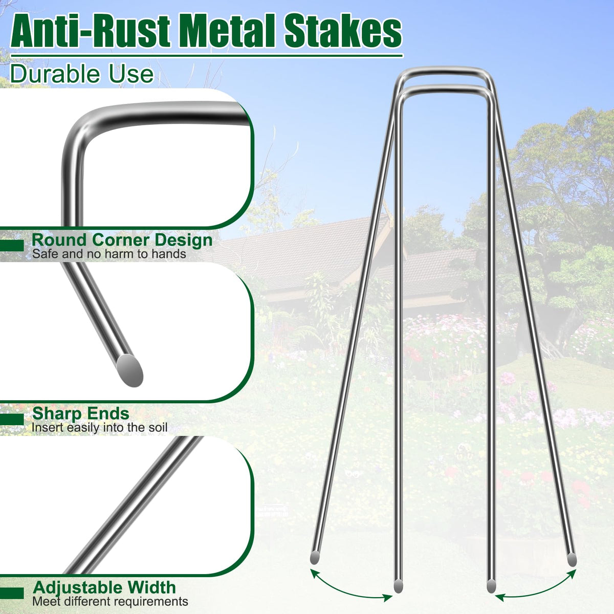 12 Inch Galvanized Landscape Staples Stakes, 25/50/100/200/12pcs Garden Metal Stakes for Weed Barrier Fabric, Fence Stakes, Tent Stakes, Christmas Decorations (12pcs)