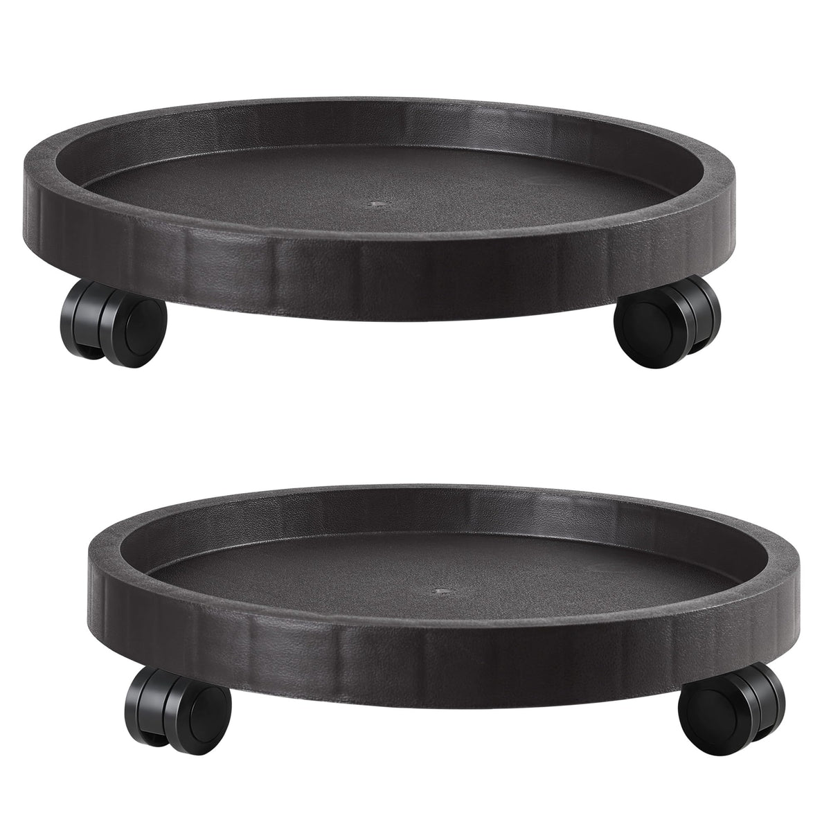 2 Pack of 12.6 Inch Planter Caddies Rolling Saucer Caddy with Wheels, Heavy Duty Wheeled Stand for Potted Plant, Round Coaster Roller Base Tray with Casters, Flower Pot Dolly Holder for Indoor Outdoor