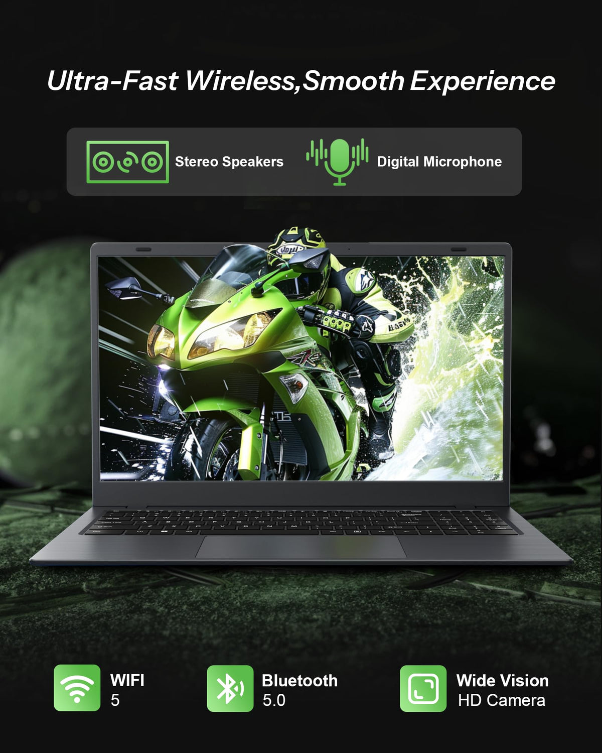 Zrasu 15.6 Inch Laptop with Pentium Gold 6500Y(Up to 3.4GHz), 8GB RAM 128GB SSD,1080P Full HD, USB-C,WiFi 5,BT5.0,Gray Computer Laptops for School, Business