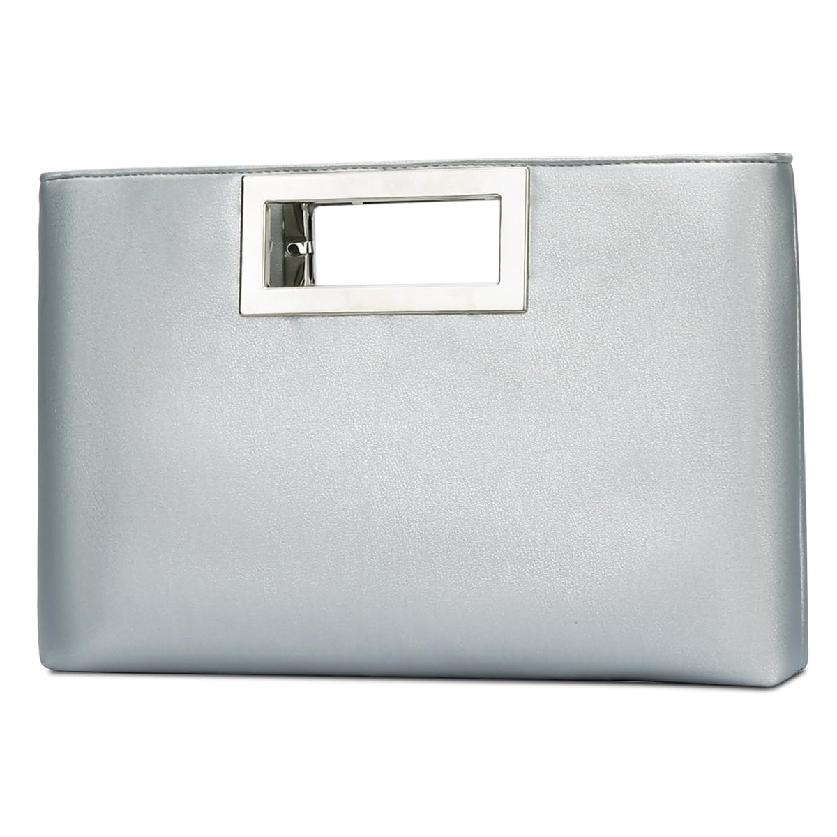 KKXIU Clutch Purse for Women Vegan Leather Evening Bag Formal Handbag for Wedding Party Prom Bridal (Silver)