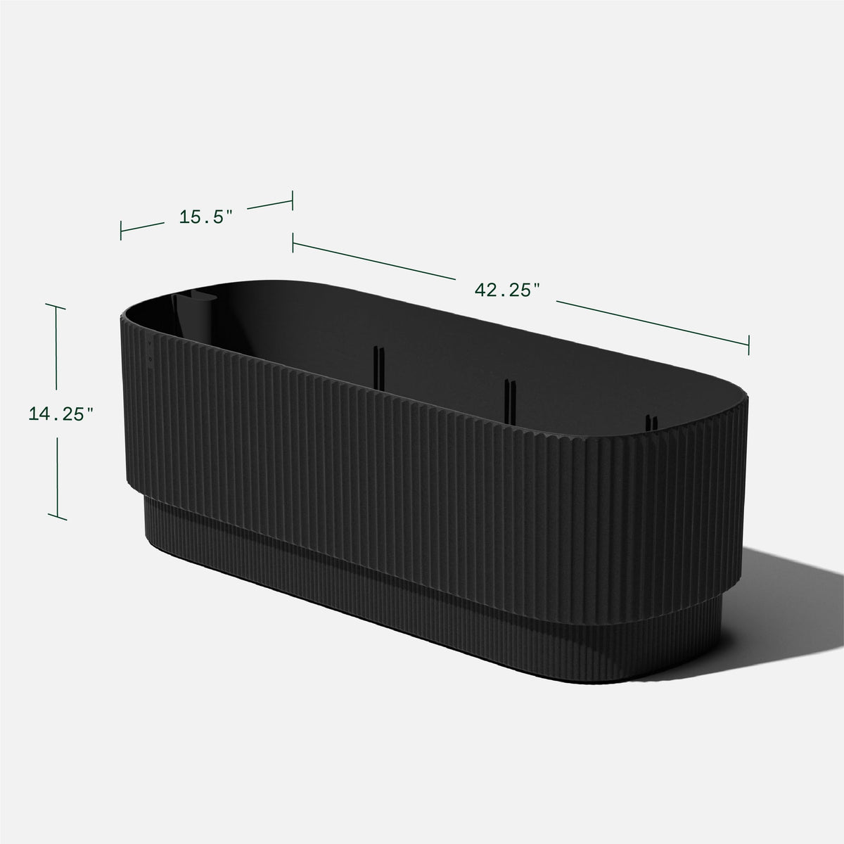 Veradek Demi Series Long Planter for Porch, Patio, Backyard | Durable Plastic-Stone Composite Material | Modern Décor for Shrubs, Flowers