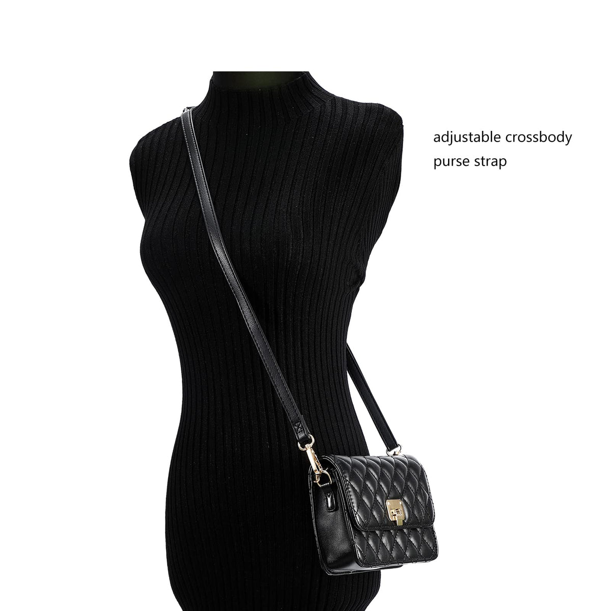 Xiazw Adjustable Soft PU Leather Shoulder Crossbody Purse Strap Bag Chain Replacement (Dark Blue - Gold)
