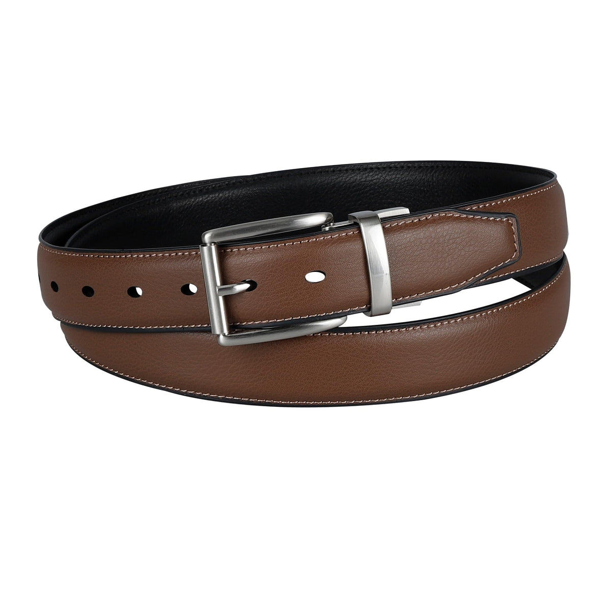 Dockers Men's Reversible Casual Belt with Comfort Stretch-cognac/black, Medium