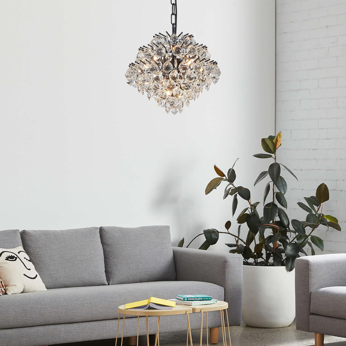 Bestier Black Pendant Chandelier Lighting Fixture, Crystal Raindrop, 4 G9 Bulbs Required, 11in x 12in Model AK-AJ-18183