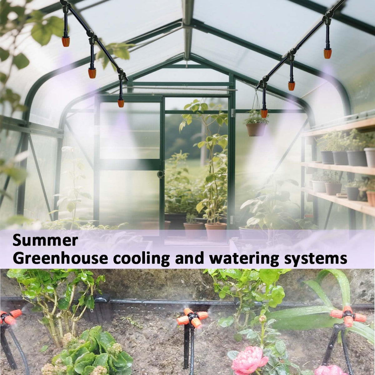 Drip Irrigation System for Garden with Water Timer, Main ID 1/2inch 32Ft and 1/4inch 131Ft Water Hose, 2-Zone Watering System Sufficient Water Pressure, Irrigation Dripper Waterflow Evenly Easy DIY