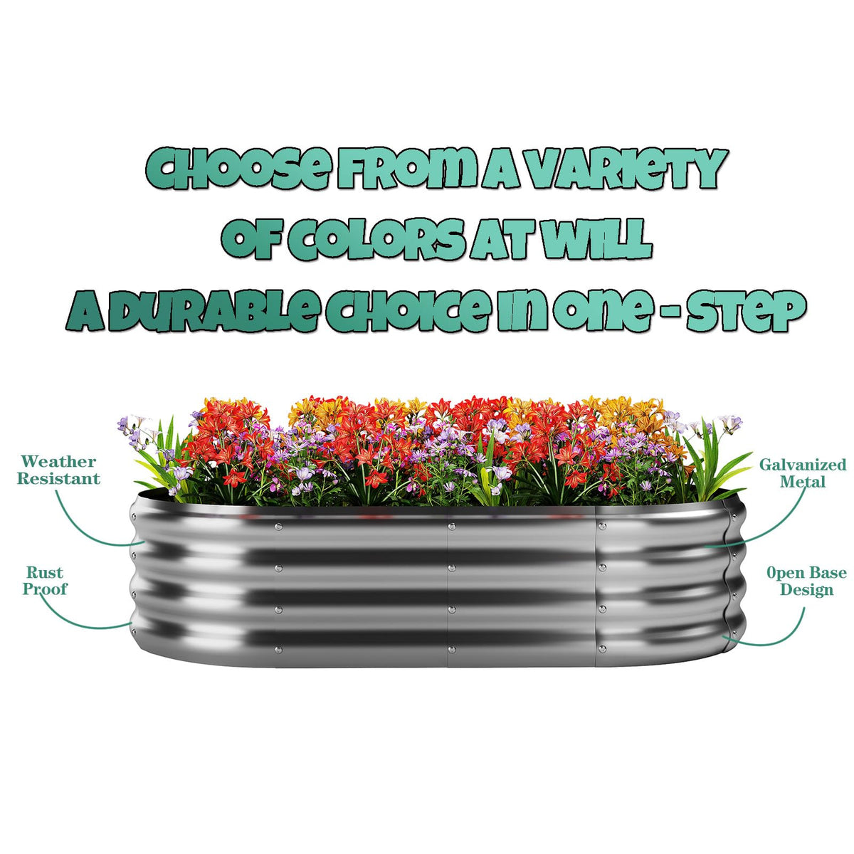 ZFHgarden Galvanized Metal Raised Garden Bed Kit for Gardening Outdoor Planter Grow Garden Box Raised Flower Bed Round Galvanized Planter Outdoor 2x2x1FT