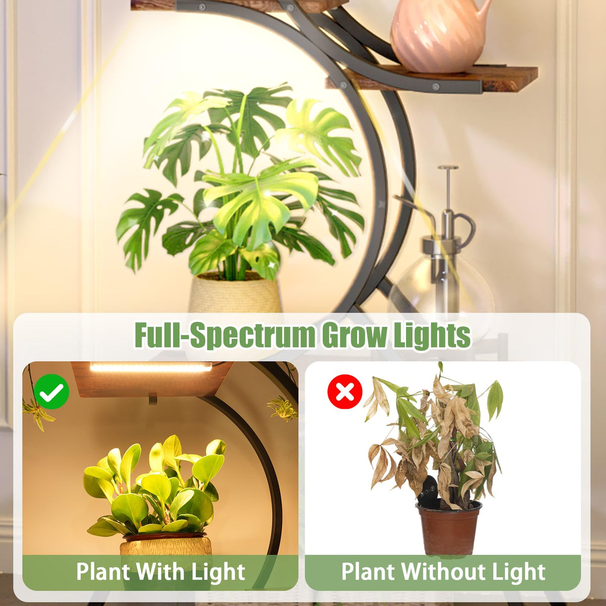 VERASCOT Plant Stand Indoor with Grow Lights - 63'' Tall Plant Stand Corner Plant Stands 6 Tiered Large Flower Holder Display Rack for Living Room Bedroom Office Home Decor