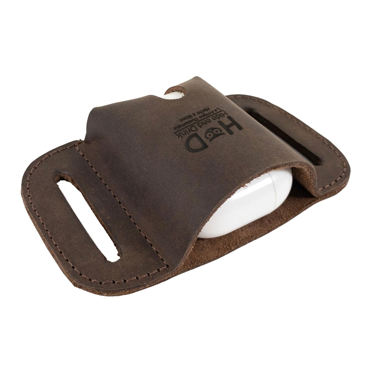 LeatherTex, Tactical Case for AirPods 1st/2nd Gen. and Pro Handmade from Full Grain Leather - Bourbon Brown