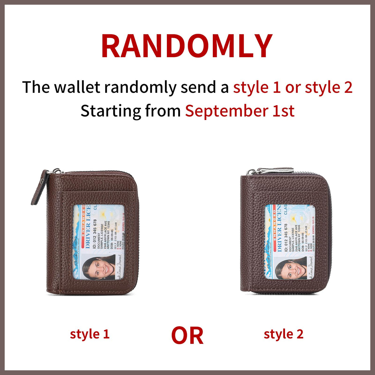 RNIEGA Credit Card Holder Wallet RFID Blocking Leather Small Wallet for Women Double Zipper Wallet with ID Window