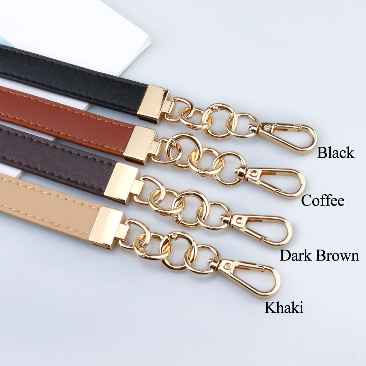 Beaulegan Purse Leather Handles Replacement for Handbag/Shoulder Bag 2 PCS, 24.4 Inch Long Coffee（Gold Clasp）