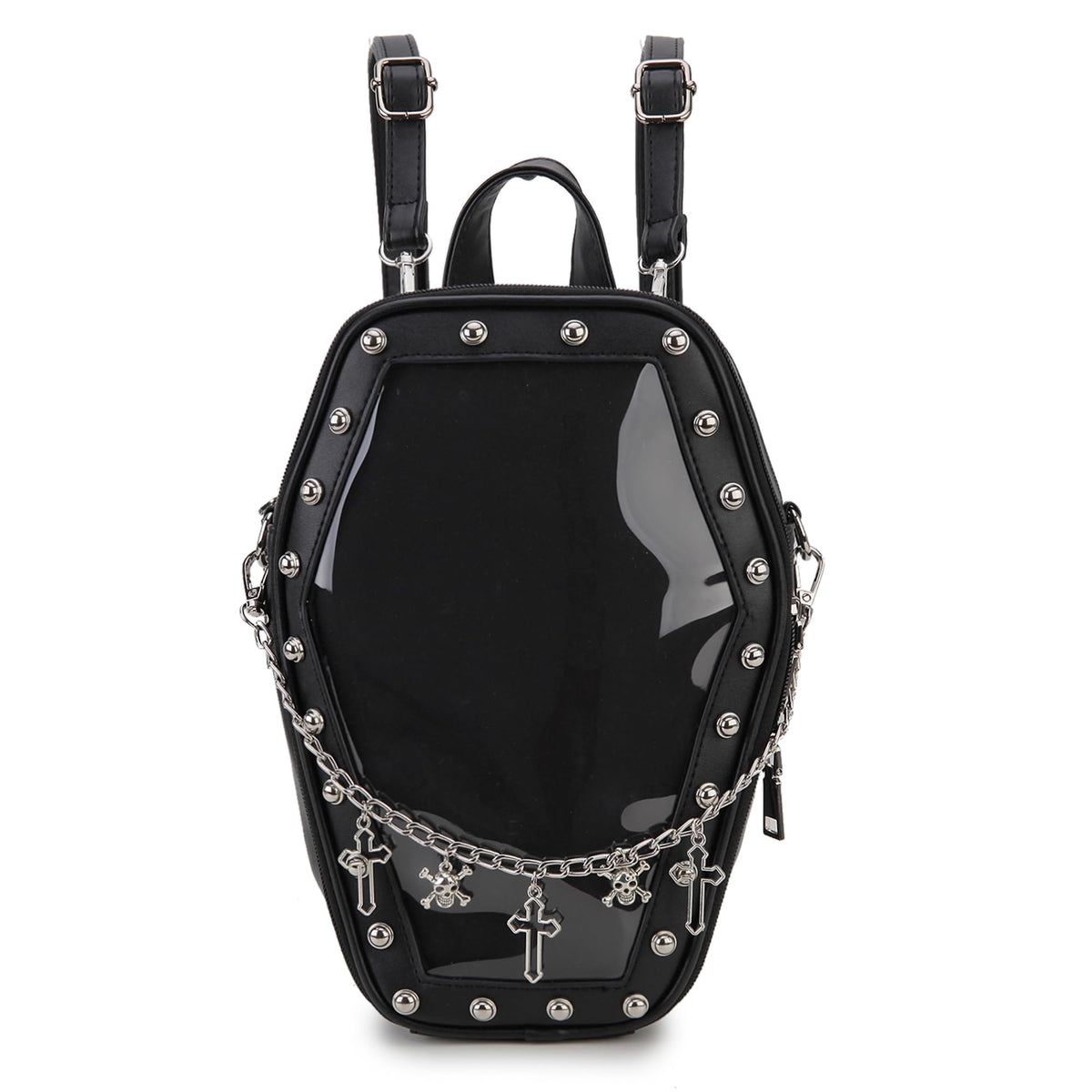 ENJOININ Gothic Coffin Shape Purses and Handbags for Women Halloween Shoulder Bag Ita Purse Backpack
