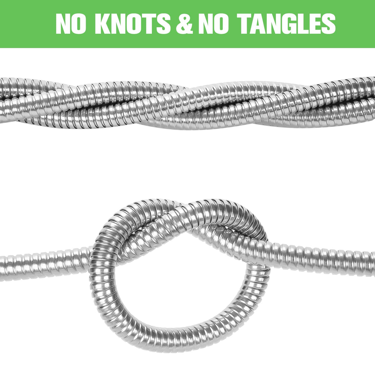 TVKB Metal Garden Hose 25ft Stainless Steel Metal water Hose Super Tough & Flexible Water pipe Lightweight, Crush Resistant Aluminum Fittings, Kink & Tangle Free, Rust Proof