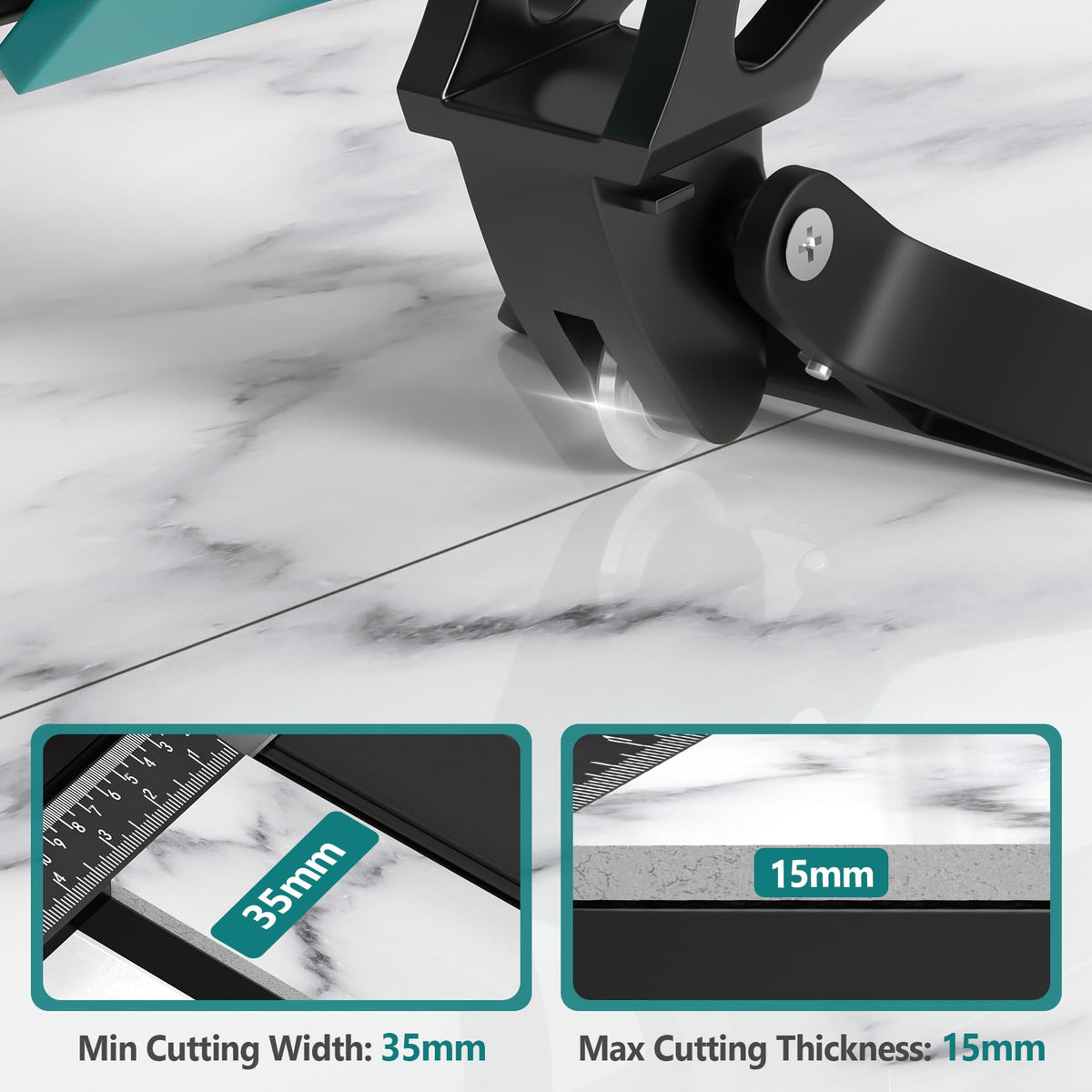 Seeutek Tile Cutter - 48 inch Professional Manual Porcelain Ceramic Tile Cutter, Double Rails Design Tile Cutter Tool, with Extra Tungsten Cutting Wheel and Laser Positioning