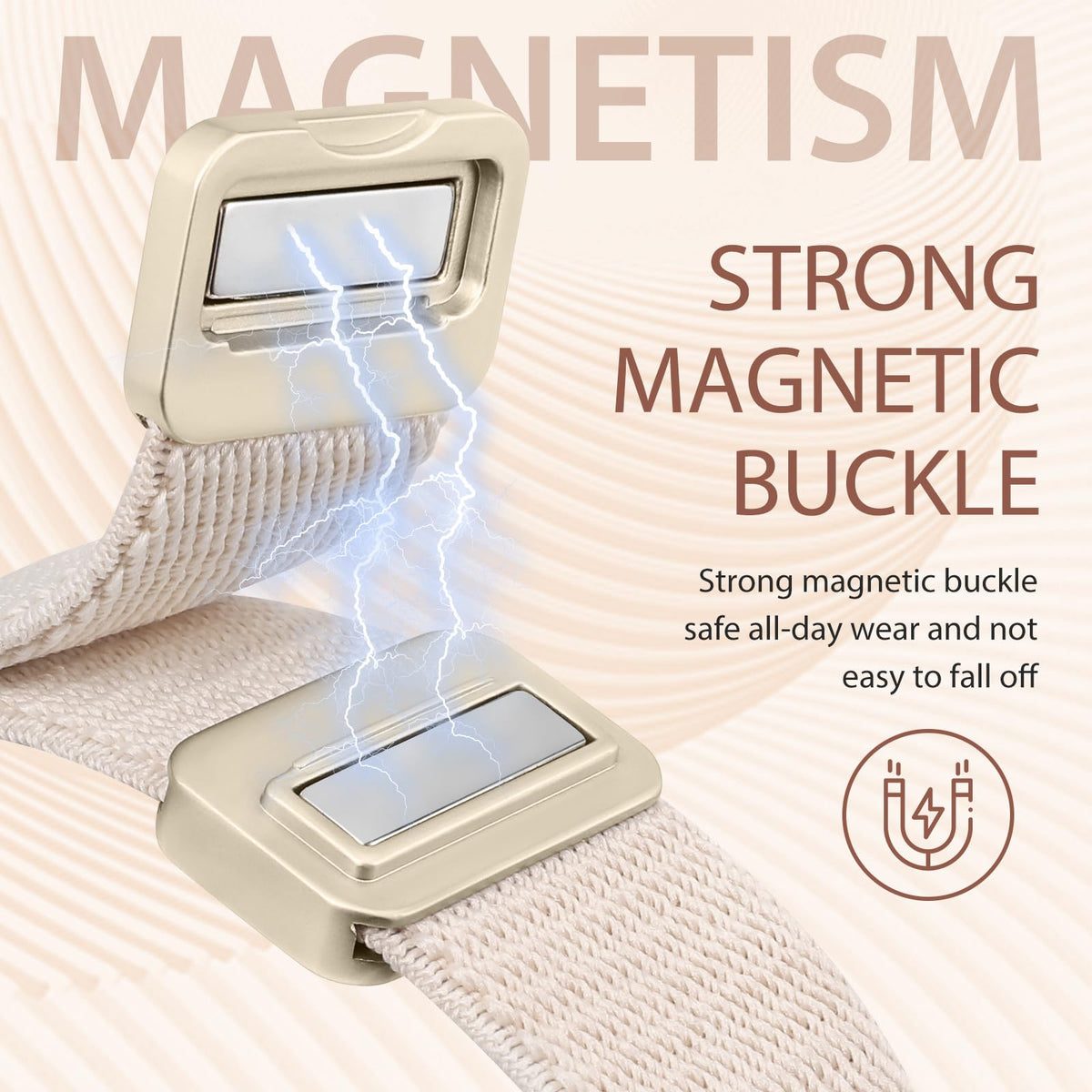 Minyee Magnetic Stretchy Band Compatible with Samsung Galaxy Watch 7/6/5/4/FE/Active 2 40mm 44mm/Watch 6 Classic 43mm 47mm/5 Pro 45mm Women, Celtic Knot Soft Elastic Nylon Fabric Strap,Champagne Gold