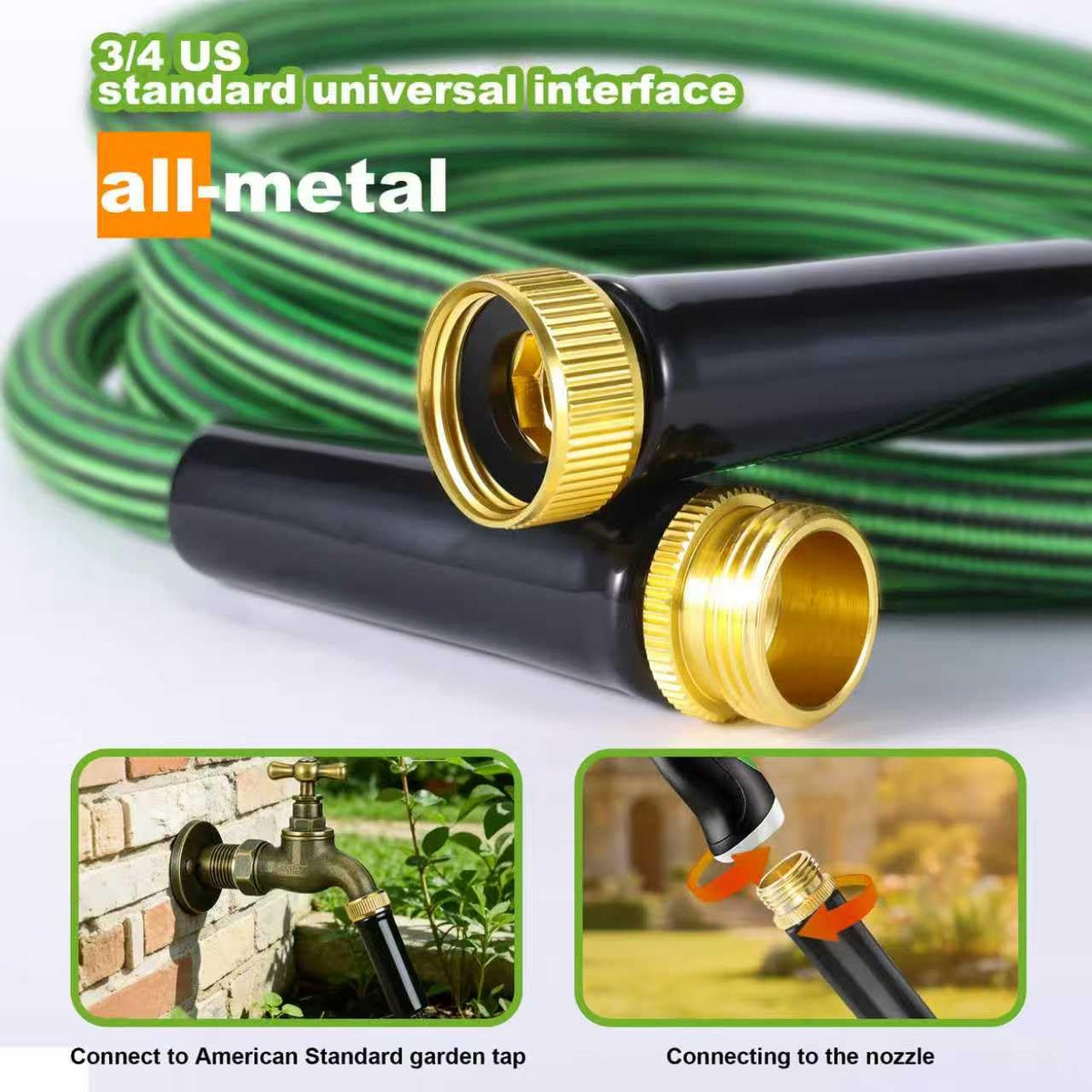 Torioweg Garden Hose 25 FT-Triple-layer pipe, Heavy Duty Water Hose with solid Aluminum Fittings, Ultra-Lightweight and Flexible, Abrasion-Resistant, Rust-Resistant,Watering and Cleaning for Outdoor