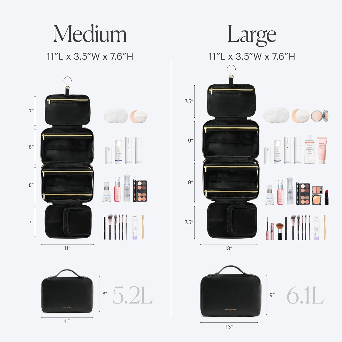 Hanging Travel Toiletry Bag For Traveling Men and Women, Holds Makeup, Toiletries, Shaving Kits, Medicine Bag, Folds and can be Packed Easily With Hanging Hook, Perfect for the Frequent Traveler