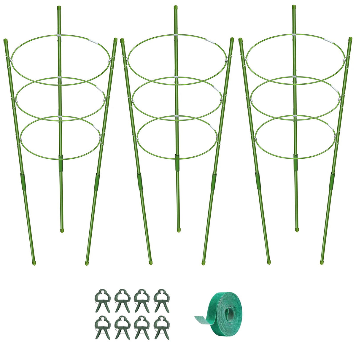 KLS 3 Pack Tomato Cage for Pots Plant Support, Upgrade 36 Inches Tomato Cages for Garden, Pepper Cage Trellis Kit with Plant Tie and Clips (36")