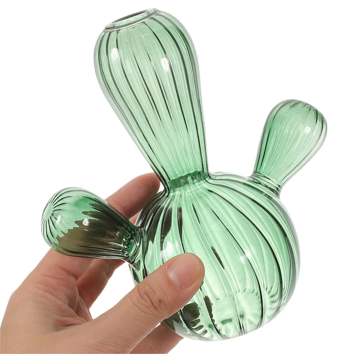 Alasum Glass Cactus Vase Small Hydroponic Plant Vase Green Glass Decorative Terrarium Jar for Tabletop Home Décor and Reed Diffuser Centerpiece