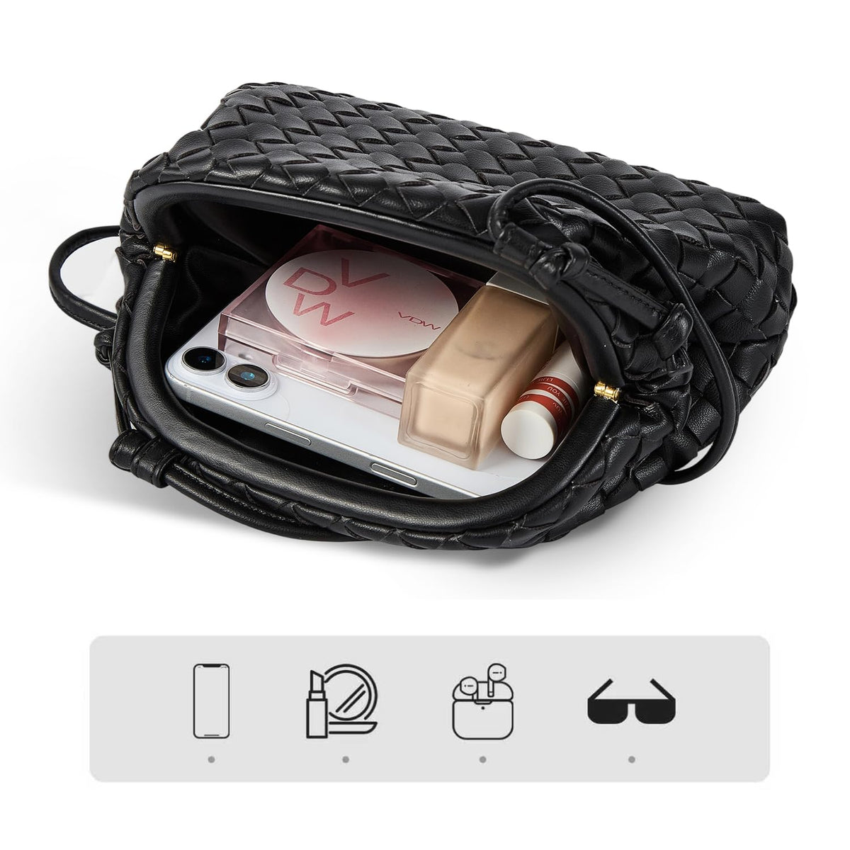 Huralona Dressy Pleated Vegan Leather Clutch Purse Woven Soft Cloud Dumpling Clutch Bag for Women PU Evening Purse Handbag (Nude)