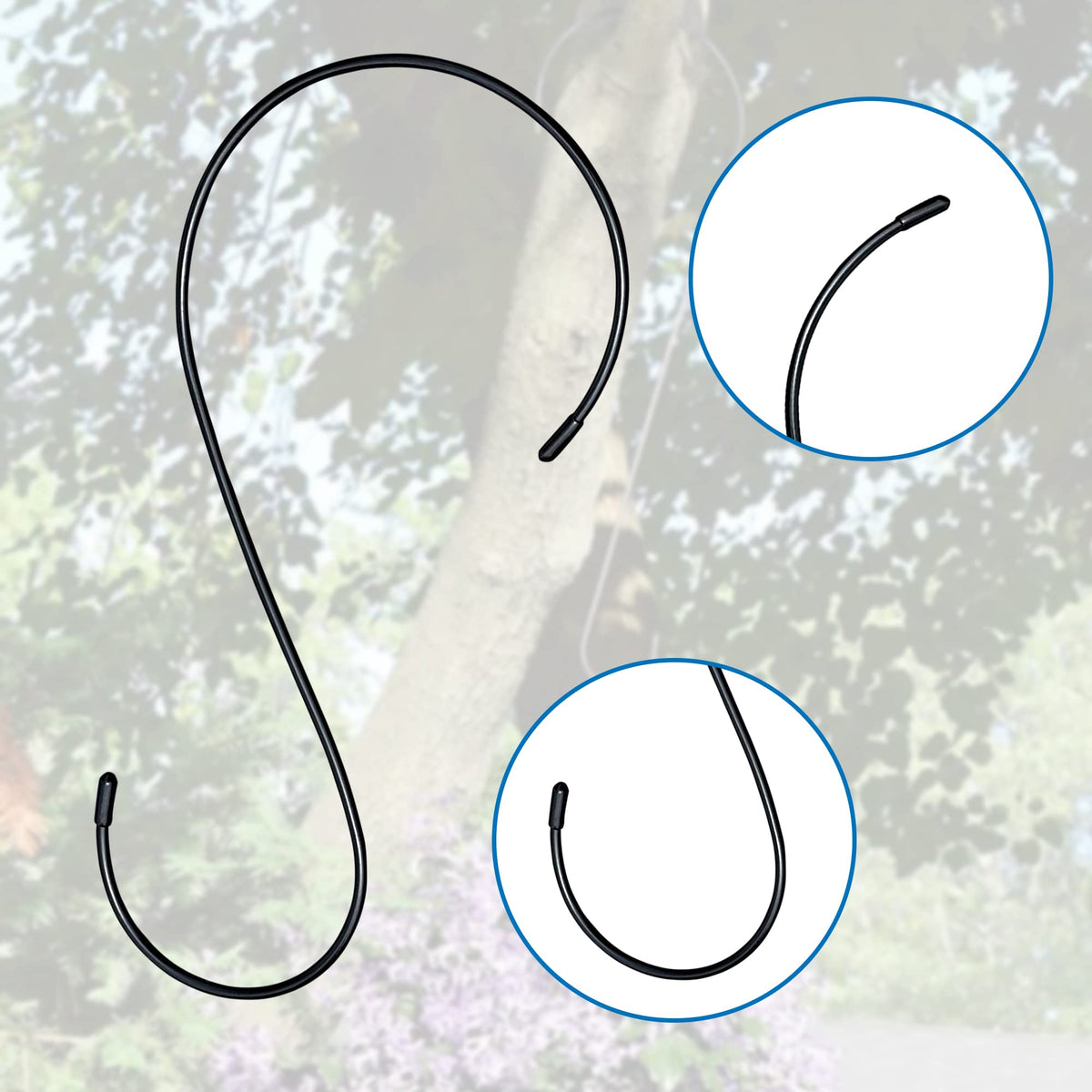 s Hooks for Hanging Plants - Heavy Duty Tree Branch Black Extension Bird Feeder Planters Suet Baskets Lanterns Wind Chimes Kitchen Office Garden Camping Outdoor Pot Pan Cups Bags Jeans Indoor 12in