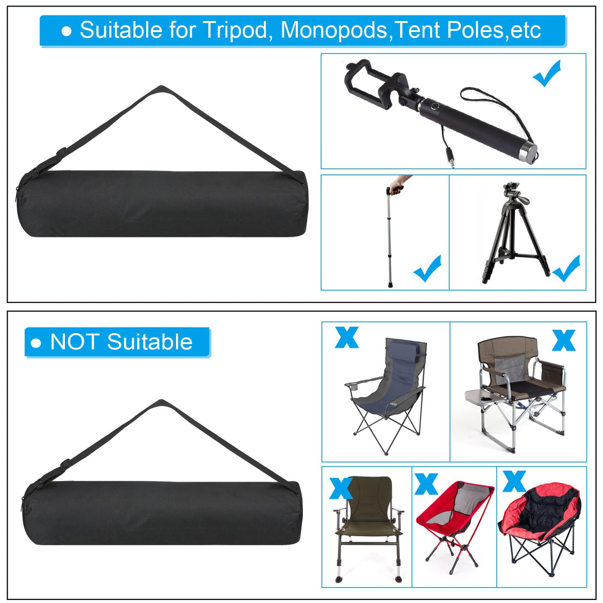 PATIKIL 19x4x3 Inch Grill Storage Tool Bag, BBQ Tool Organizer with 600D Oxford Foldable Tripod Carry Bag for Outdoor Camping