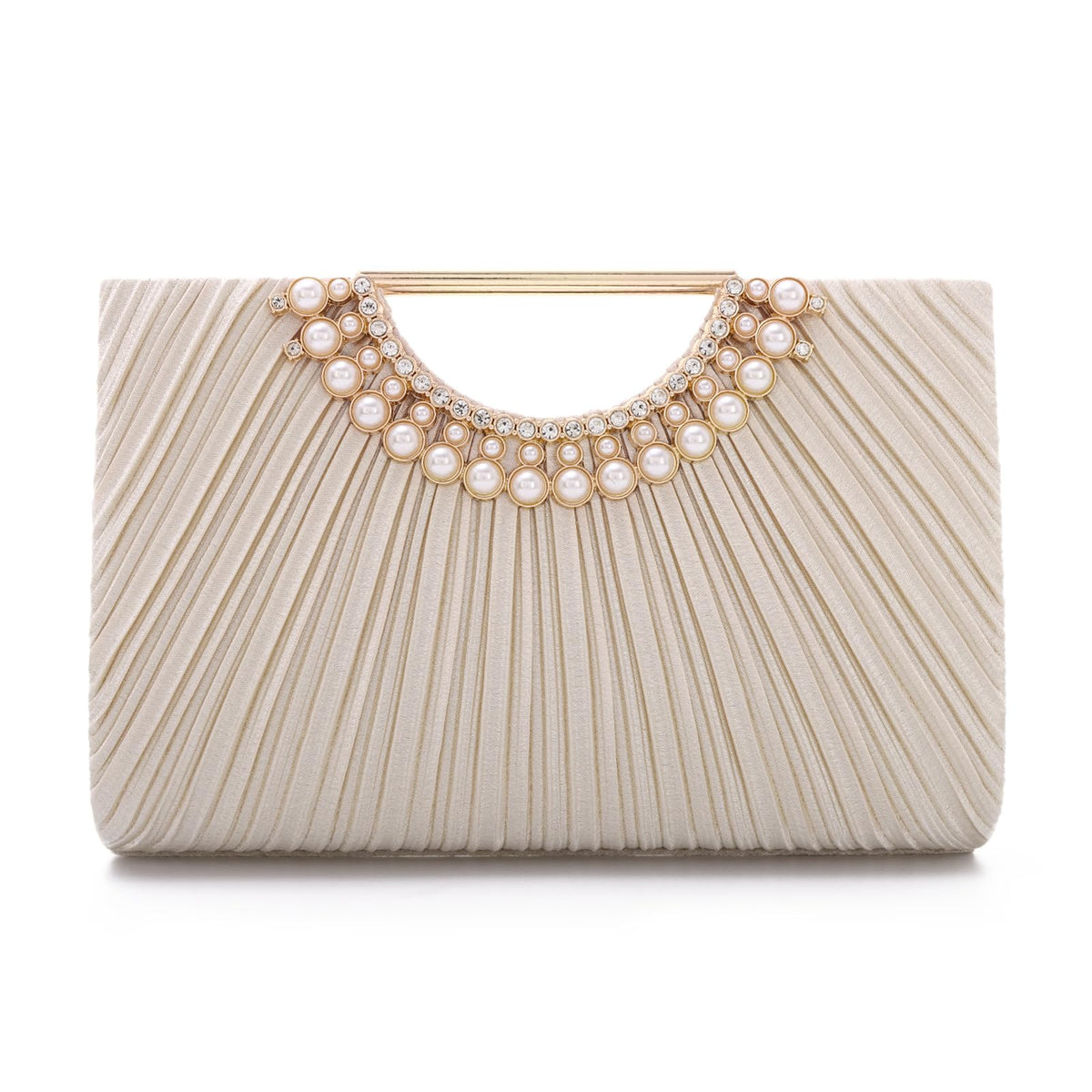 Ynport Pleated Satin Clutch Purse for Women, Evening Bag with Chain Formal for Wedding Party