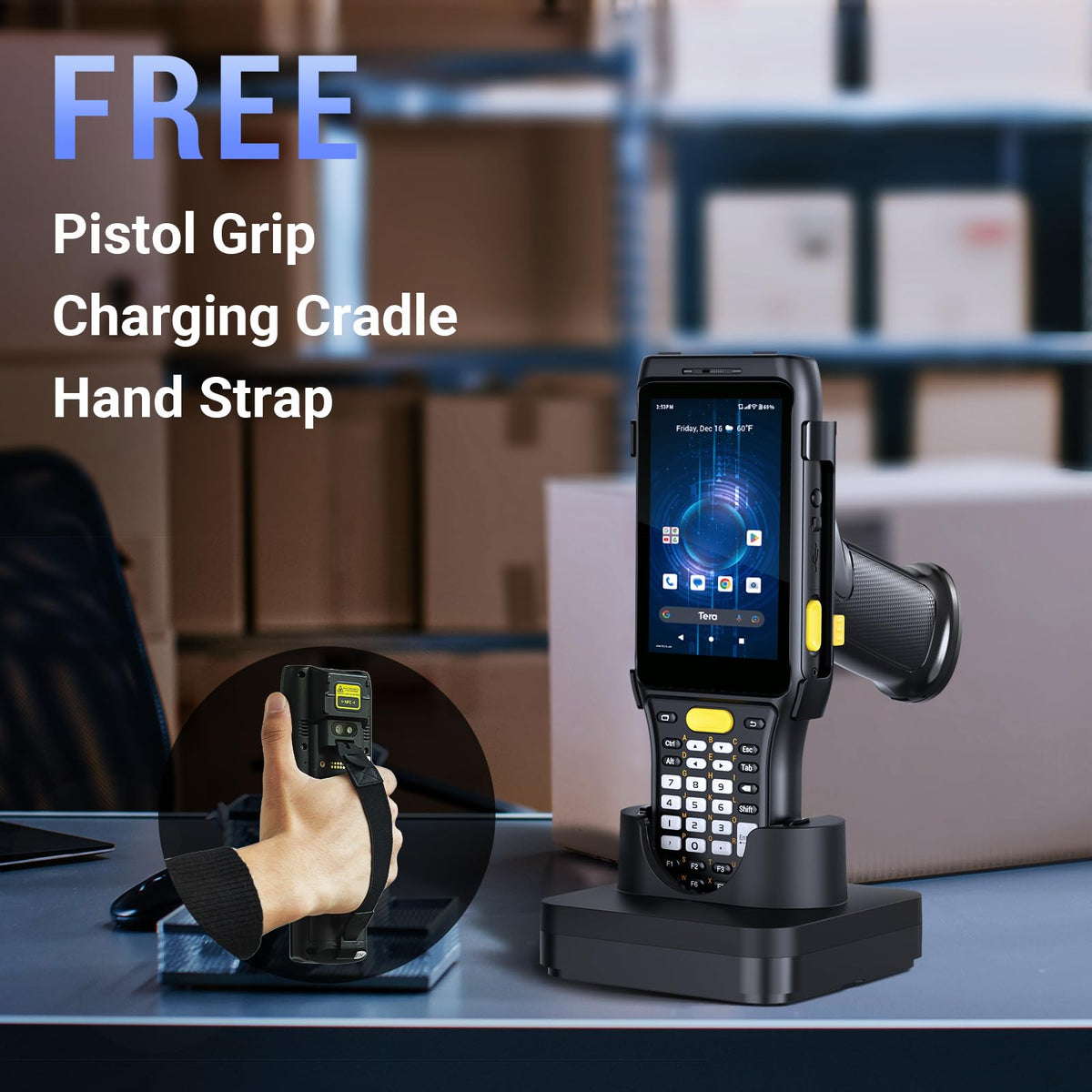 Tera Barcode Scanner Android 11 PDA: Zebra SE4710 Scanner Qualcomm 6700mAh with Hot-swap 2D QR Mobile Computer with Charging Cradle Pistol Grip 4G BT Wi-Fi 6 Ready P161 (Can Update to Android 13)